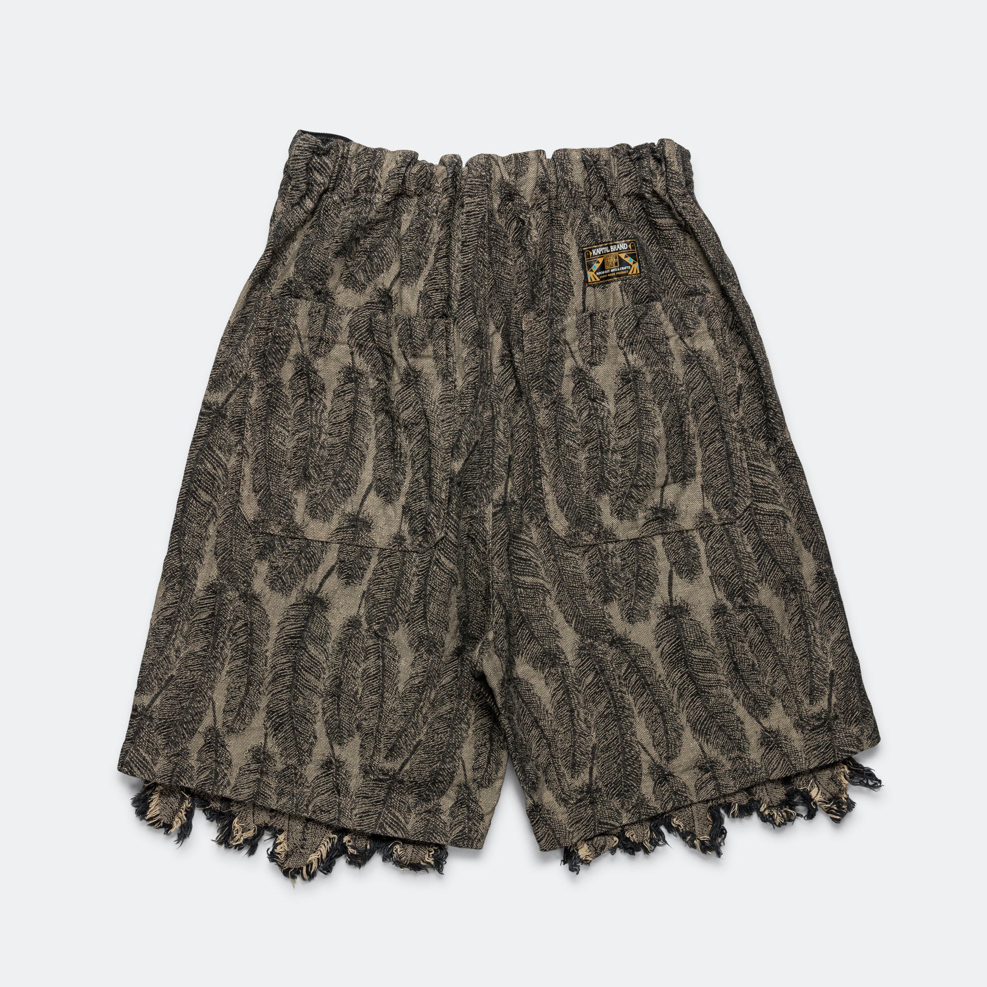 12oz MAGPIE Denim W-Knee Easy Short Pants - Black/Beige - Image 2