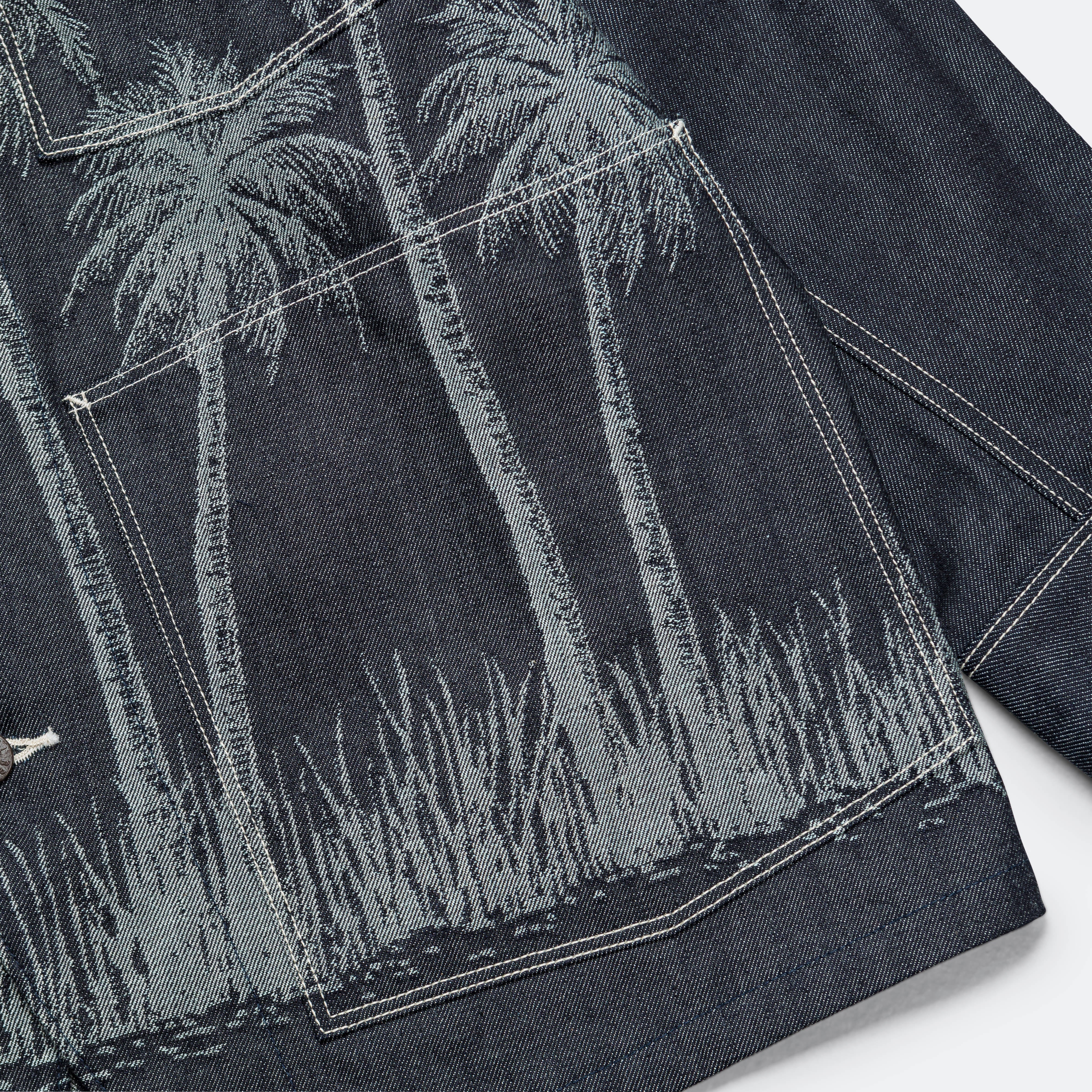 12oz PALM TREE Jacquard Denim CACTUS Coverall - Indigo - Image 6