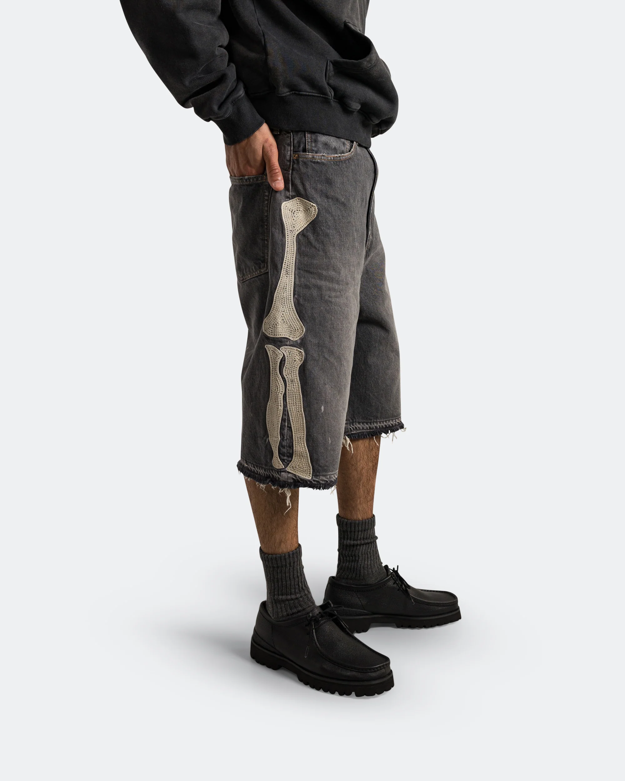 14oz Black Denim 5P Shorts (BONE) - PRO - Image 3