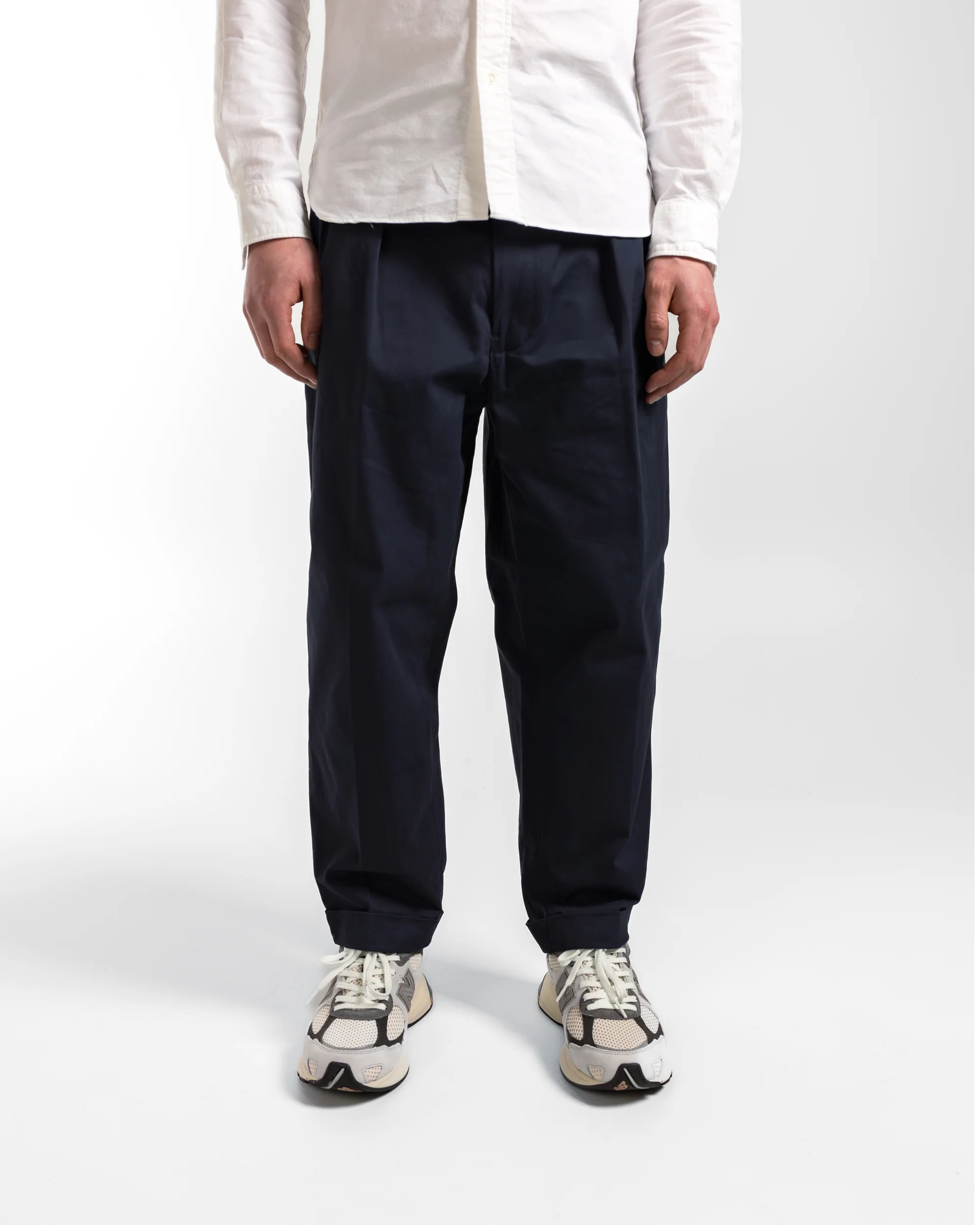 2 Pleat Twill Pants - Navy - Image 2