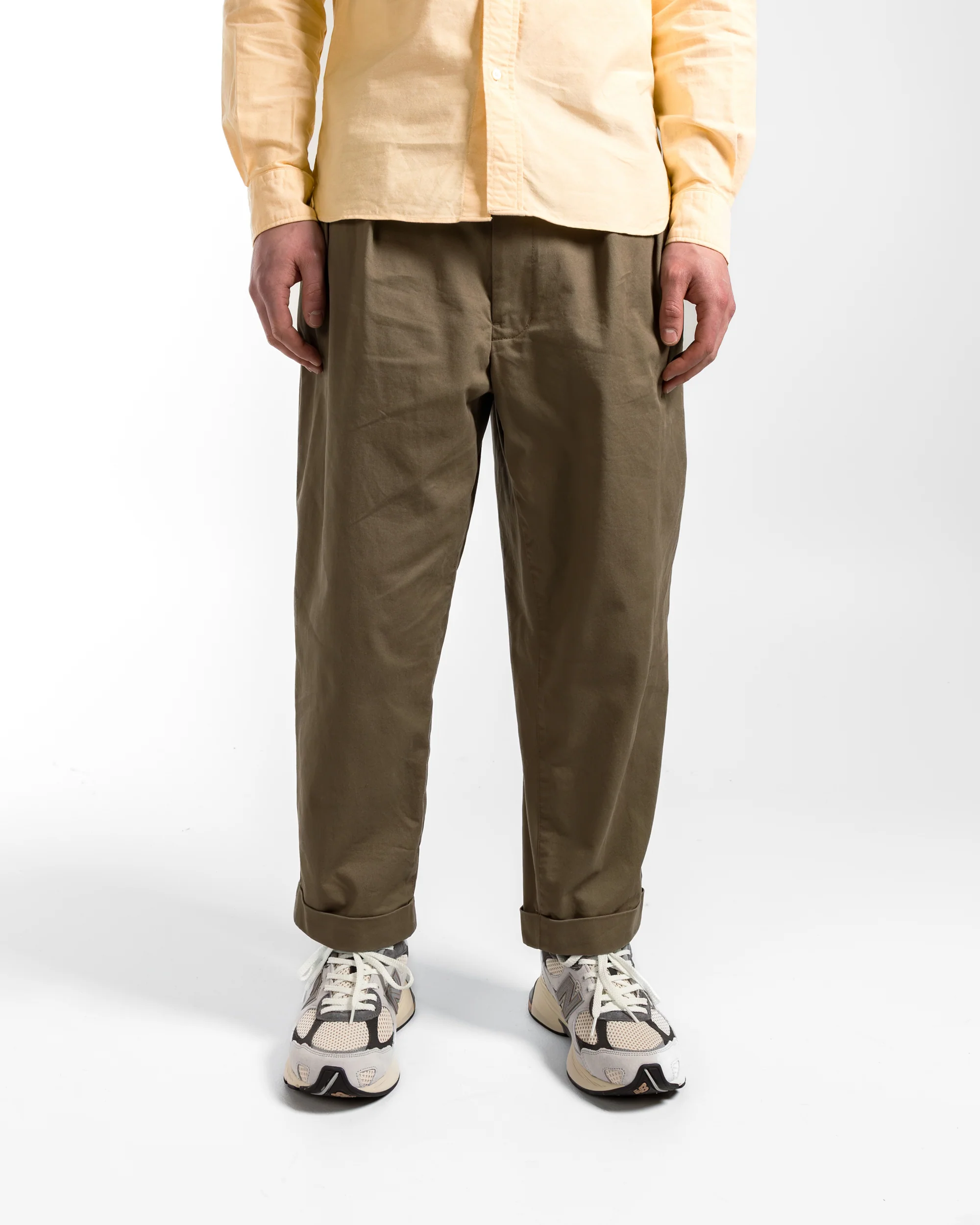 2 Pleat Twill Pants - Olive - Image 2
