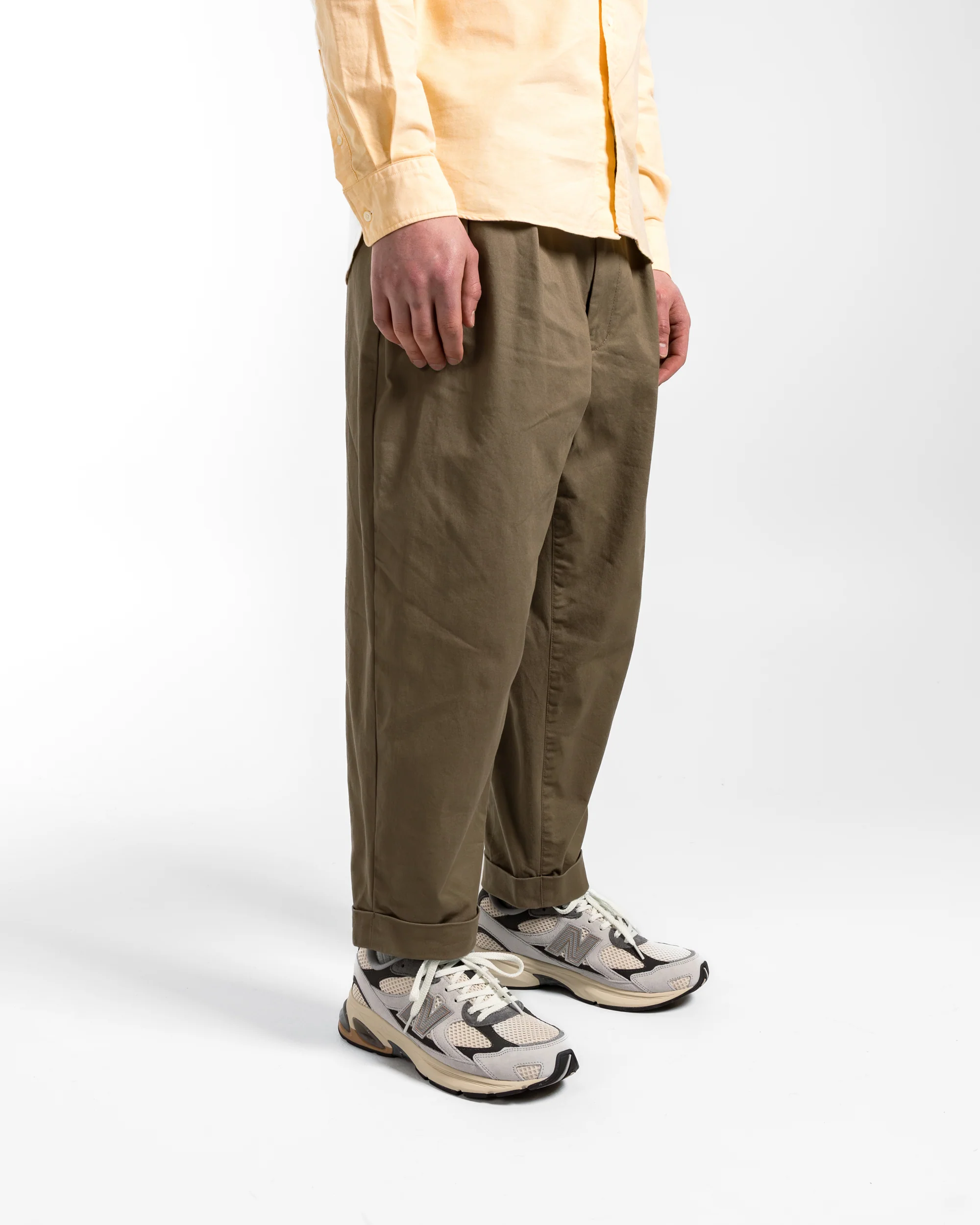 2 Pleat Twill Pants - Olive - Image 3