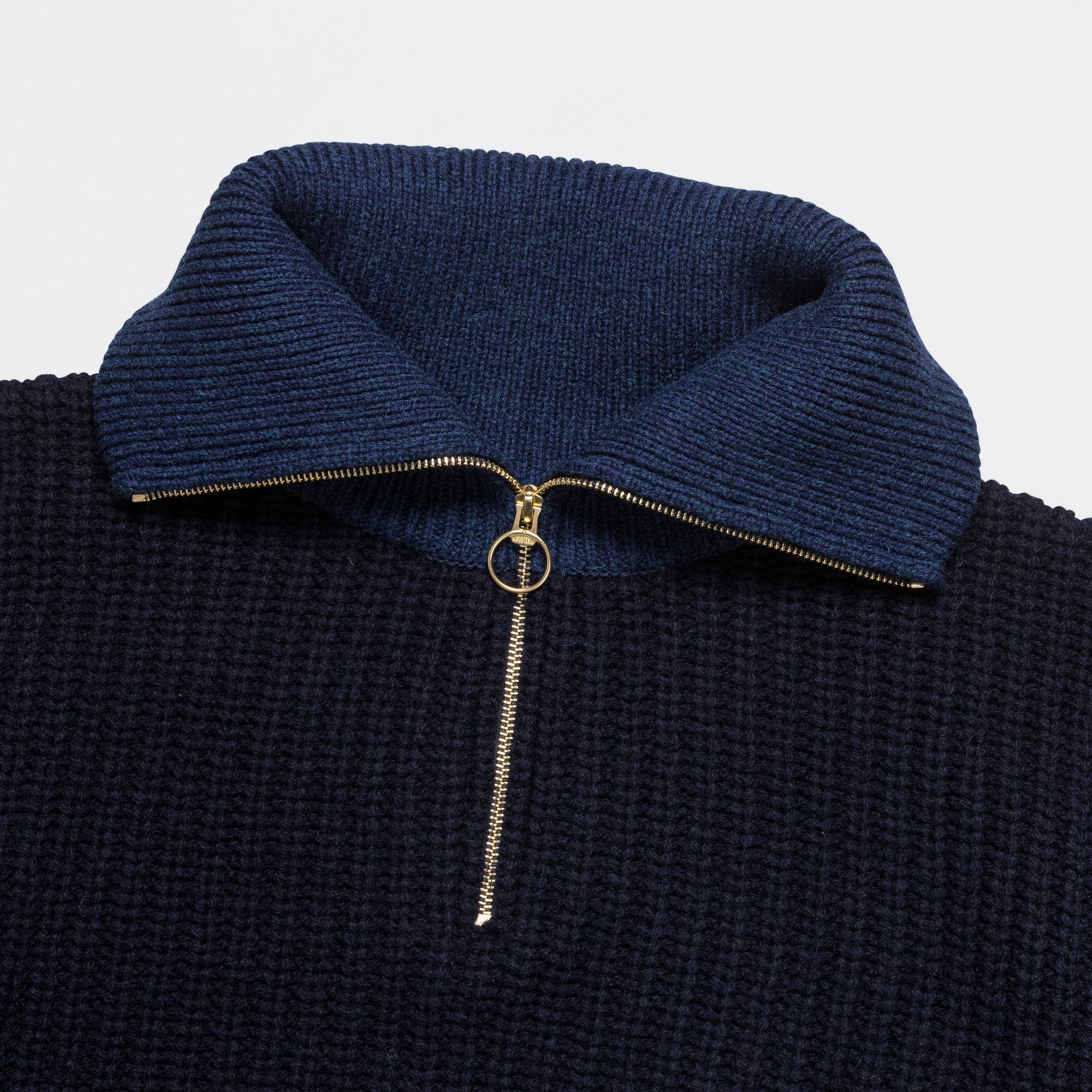 3G Wool Cable Knit ZIP UP Pullover - Navy - Image 4