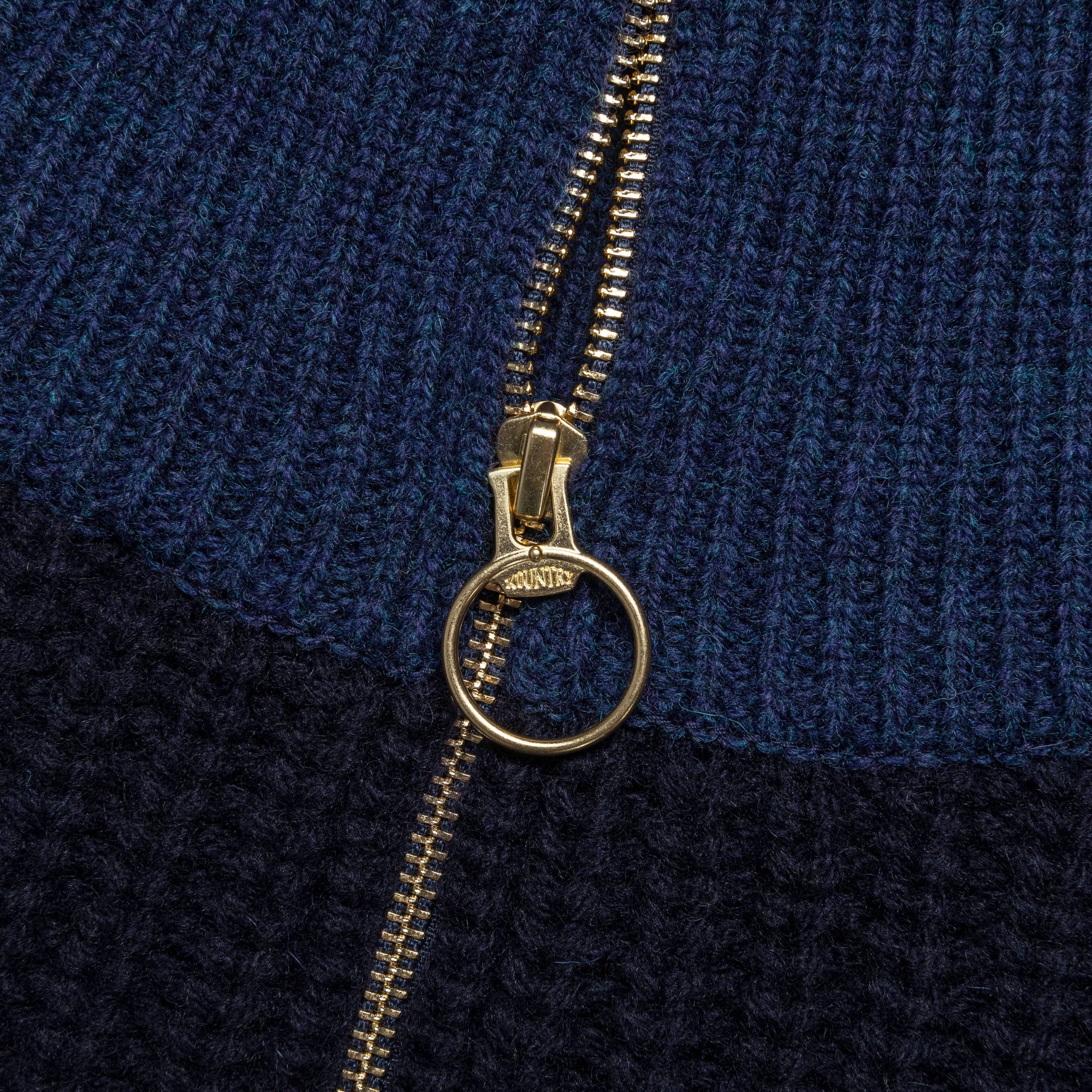 3G Wool Cable Knit ZIP UP Pullover - Navy - Image 6