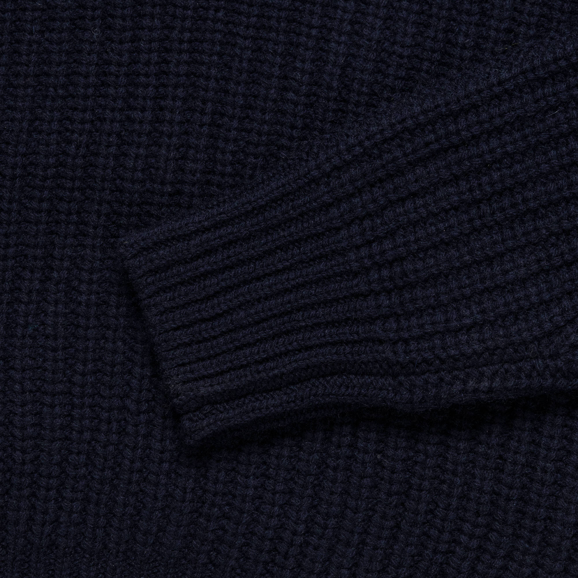 3G Wool Cable Knit ZIP UP Pullover - Navy - Image 7