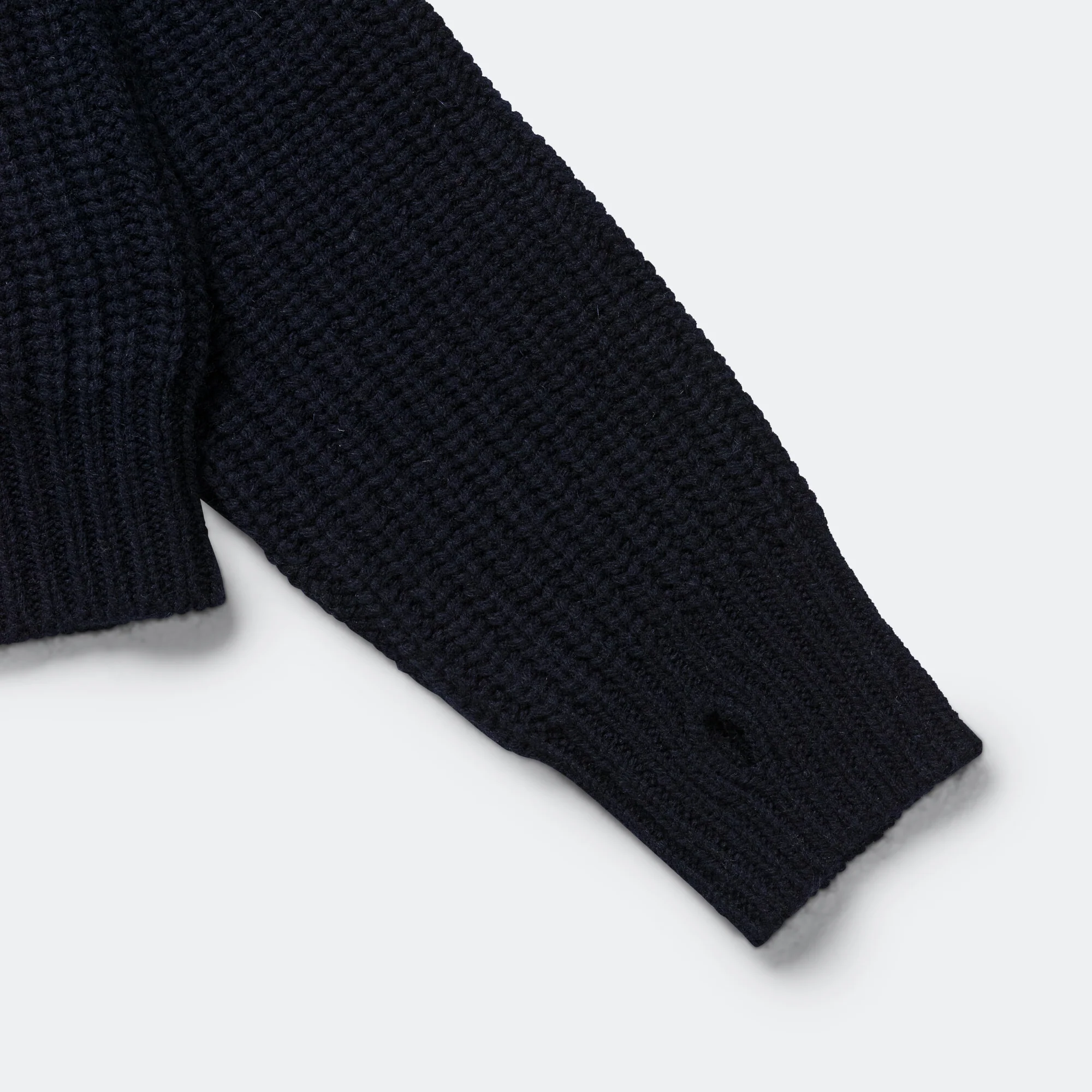 3G Wool Cable Knit ZIP UP Pullover - Navy - Image 8