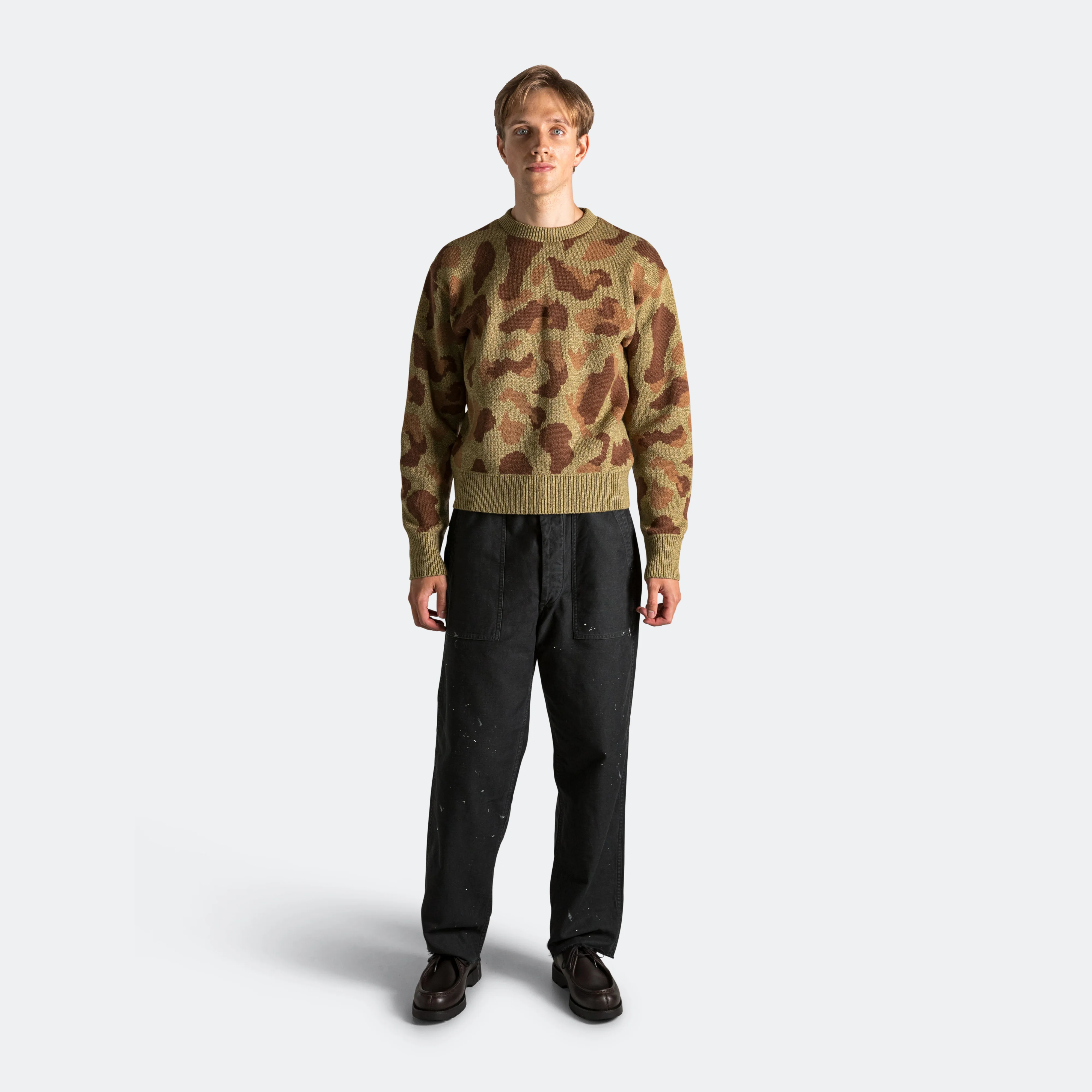 5G Camo Knit Vintage Crew Sweater - Khaki - Image 2