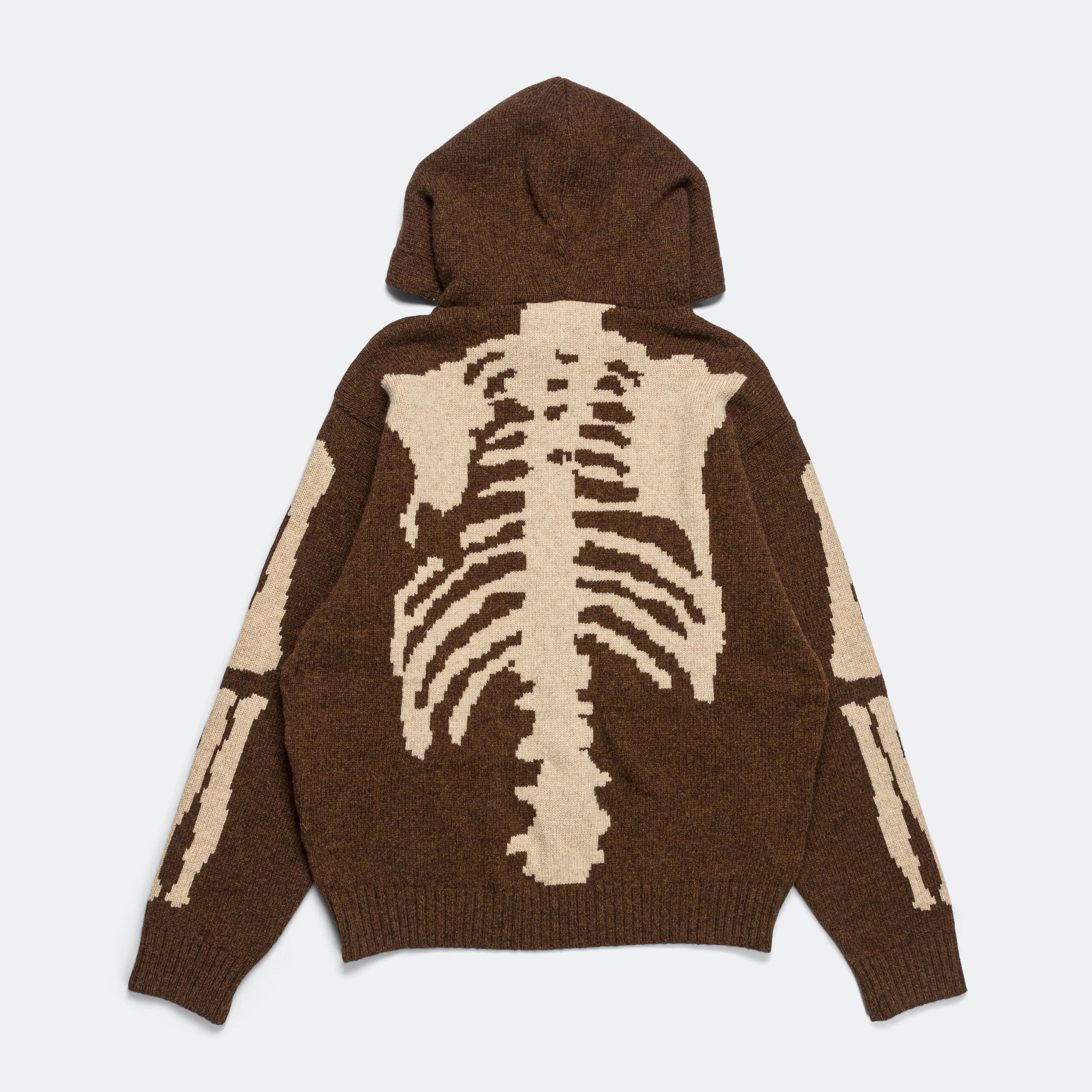 5G Wool BONE Hood Sweater - Brown - Image 2