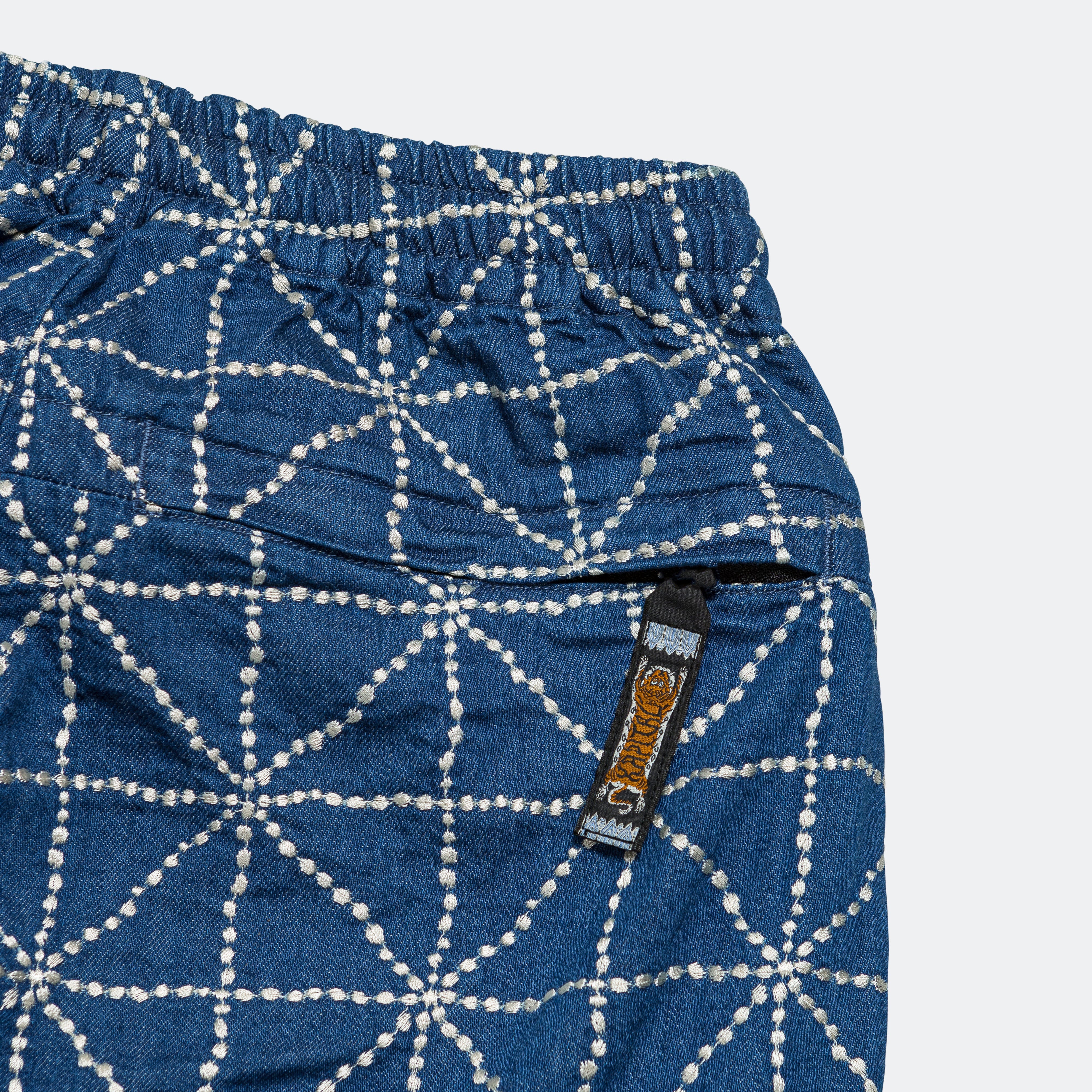8oz Denim FOLK-DOJO Embroidery EASY Pants - Midtone - Image 5