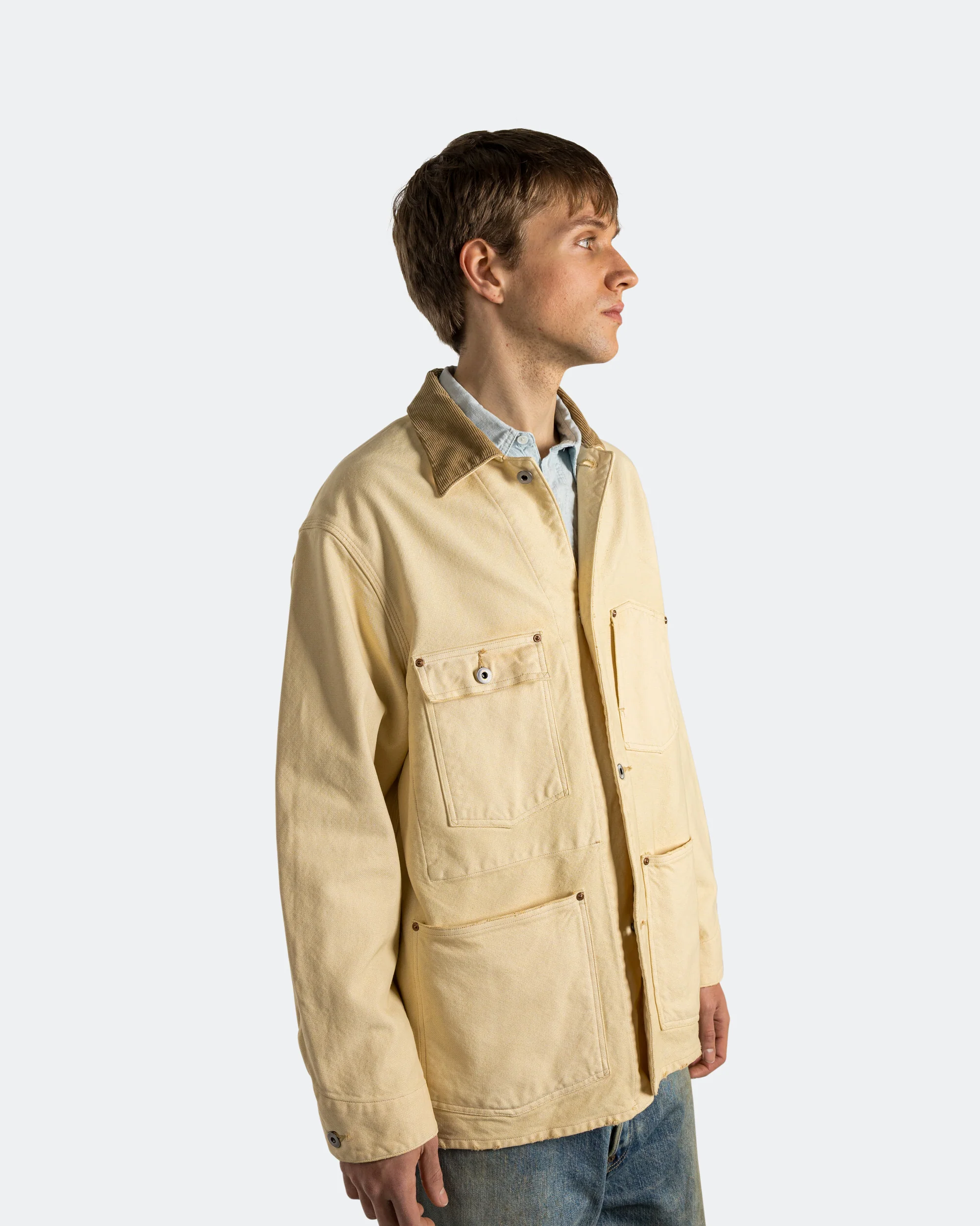 Vintage Silk Hemp Coverall Jacket - Beige - Image 3