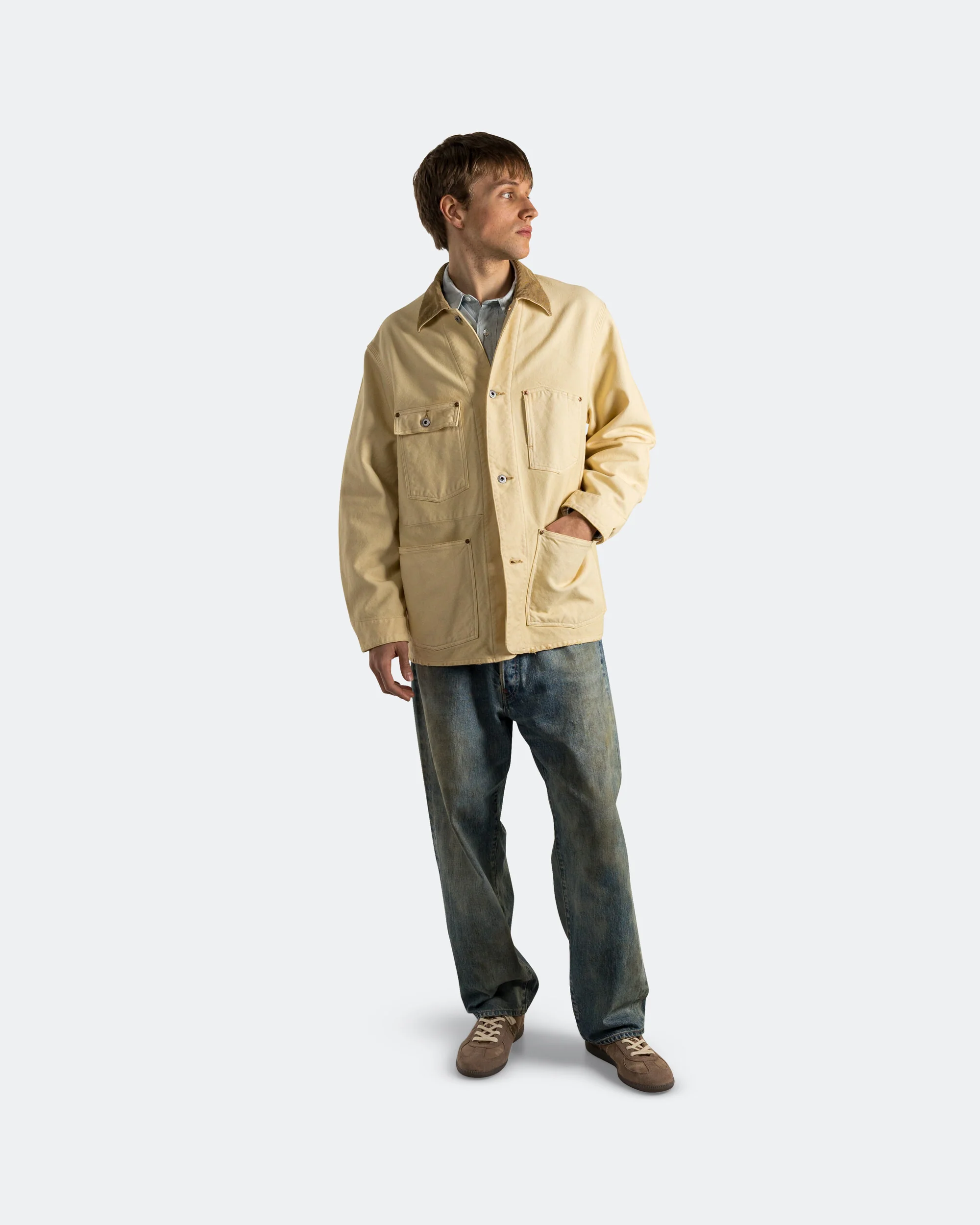 Vintage Silk Hemp Coverall Jacket - Beige - Image 7