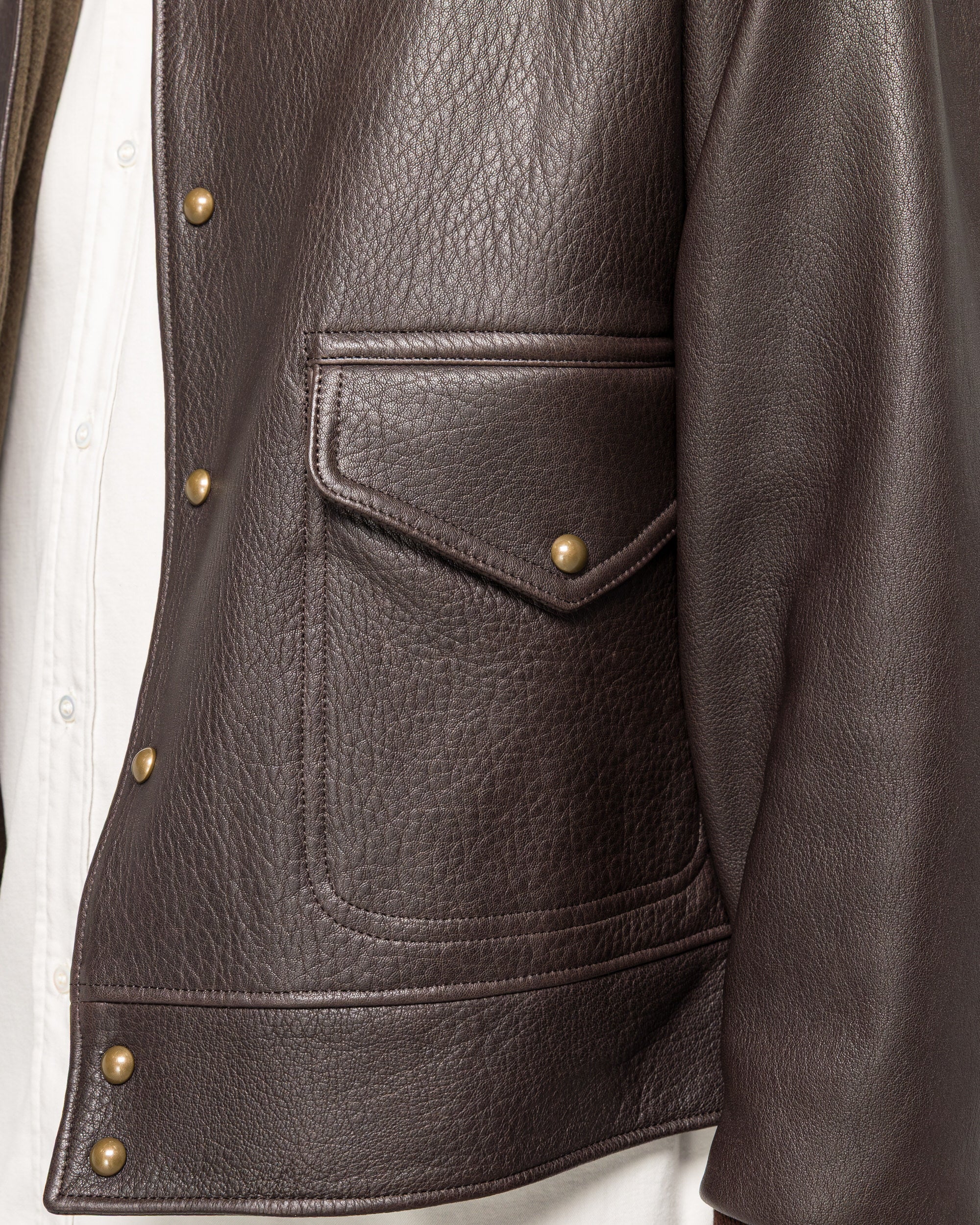Leather A-1 Flight Jacket - Brown - Image 5