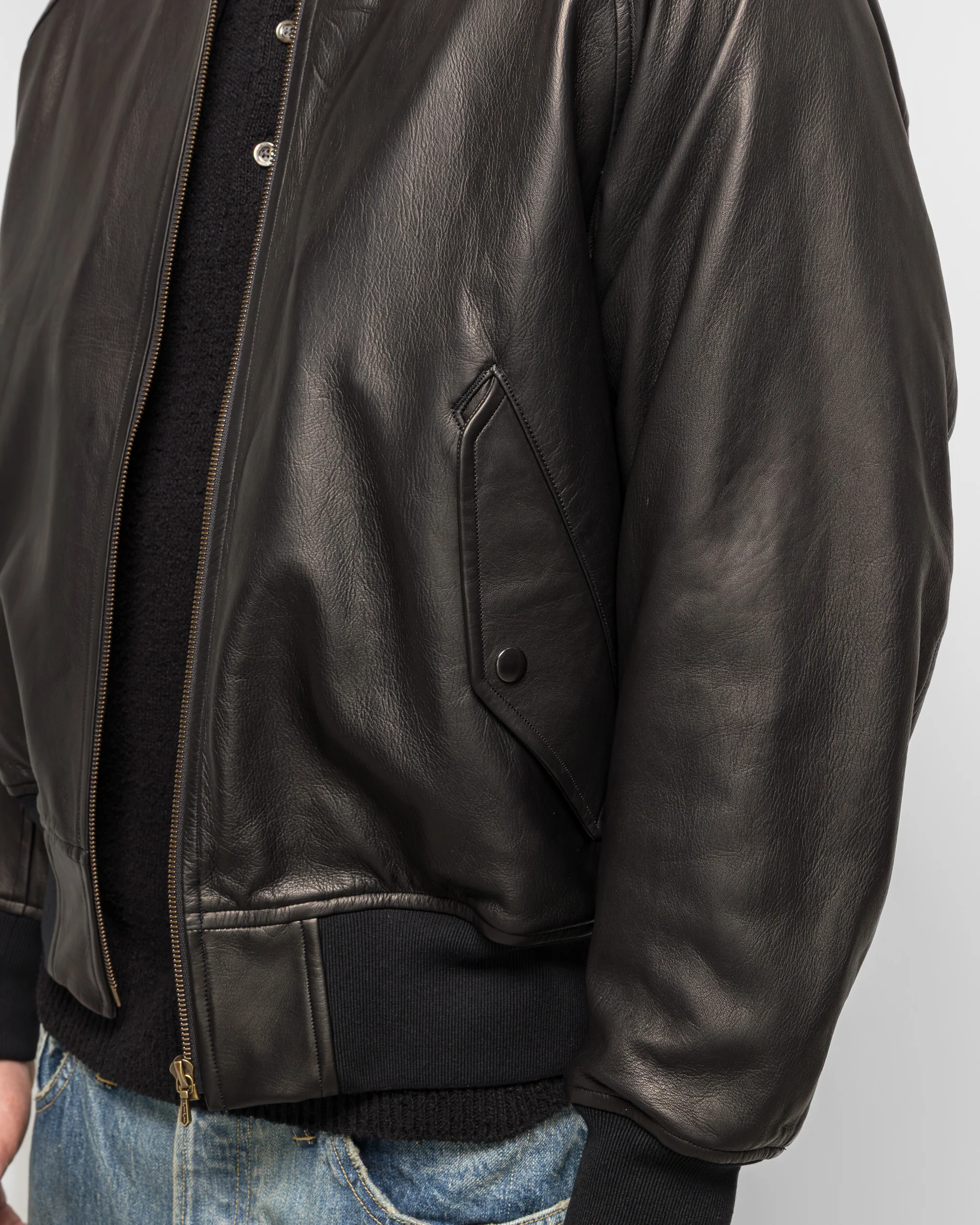 Leather L2-B Flight Jacket - Black - Image 5