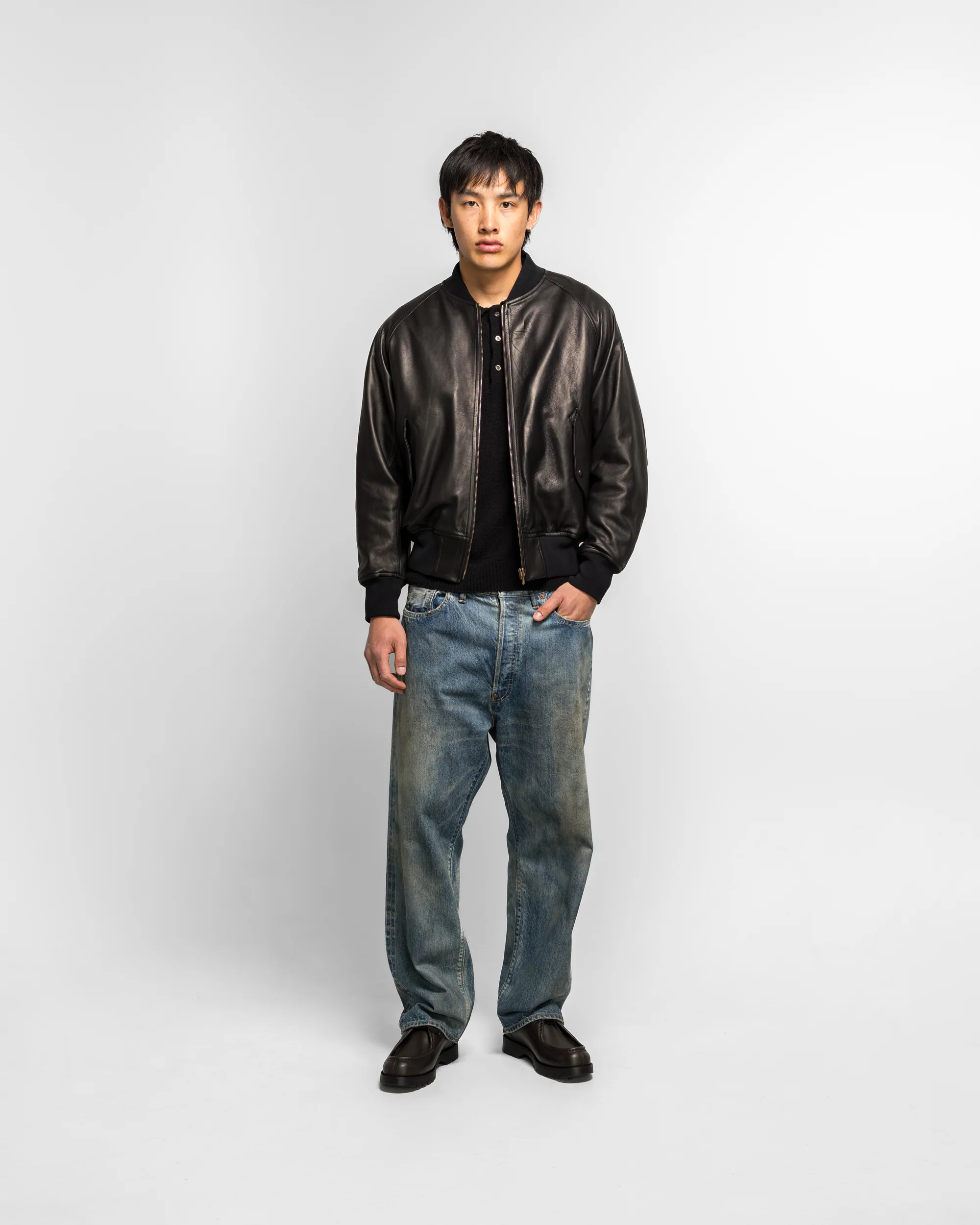 Leather L2-B Flight Jacket - Black - Image 6