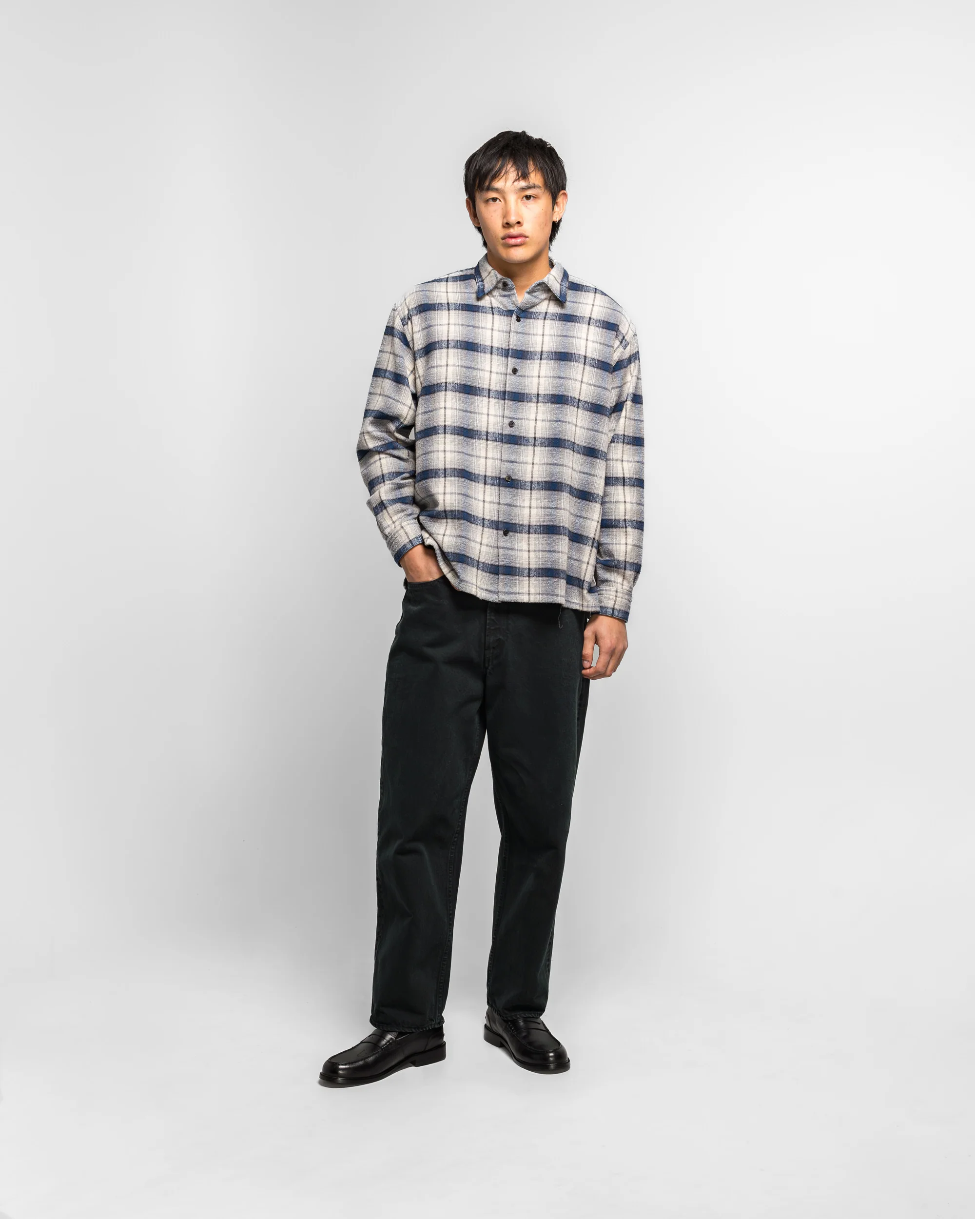Vintage Cotton Silk Nep Twill Shirt - Navy - Image 5