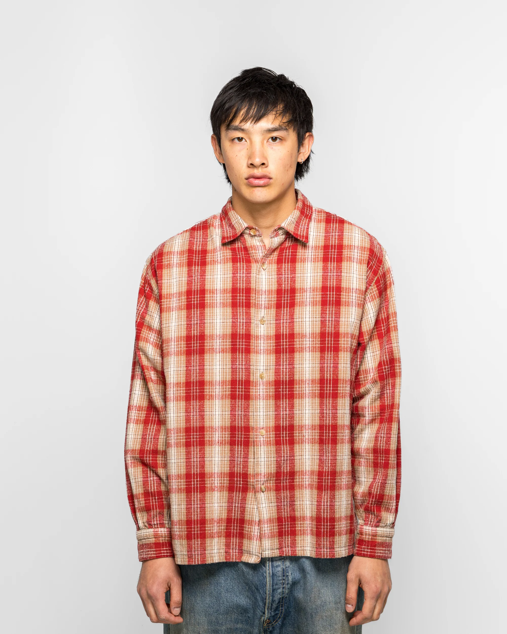 Vintage Cotton Silk Nep Twill Shirt - Red - Image 2