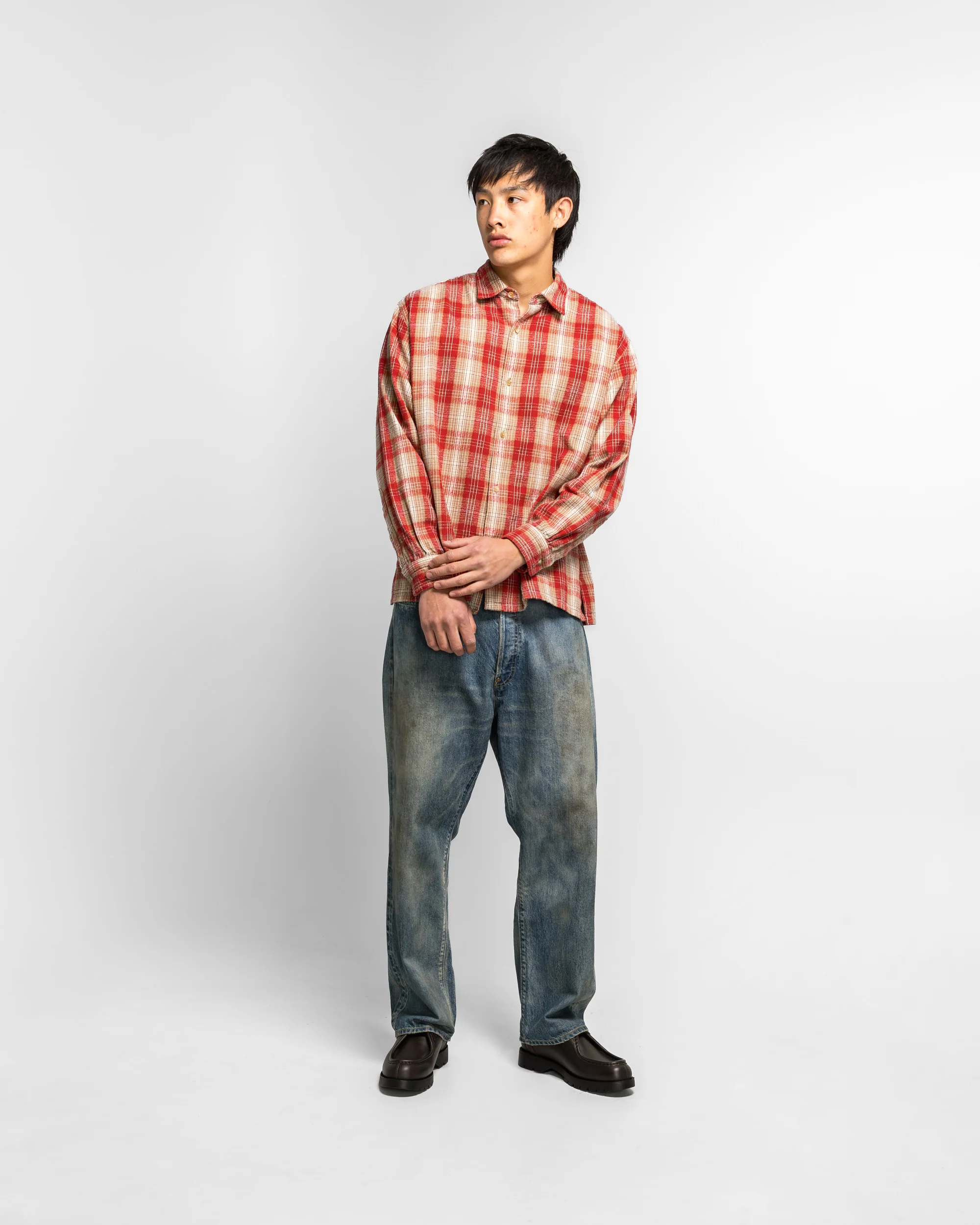 Vintage Cotton Silk Nep Twill Shirt - Red - Image 5