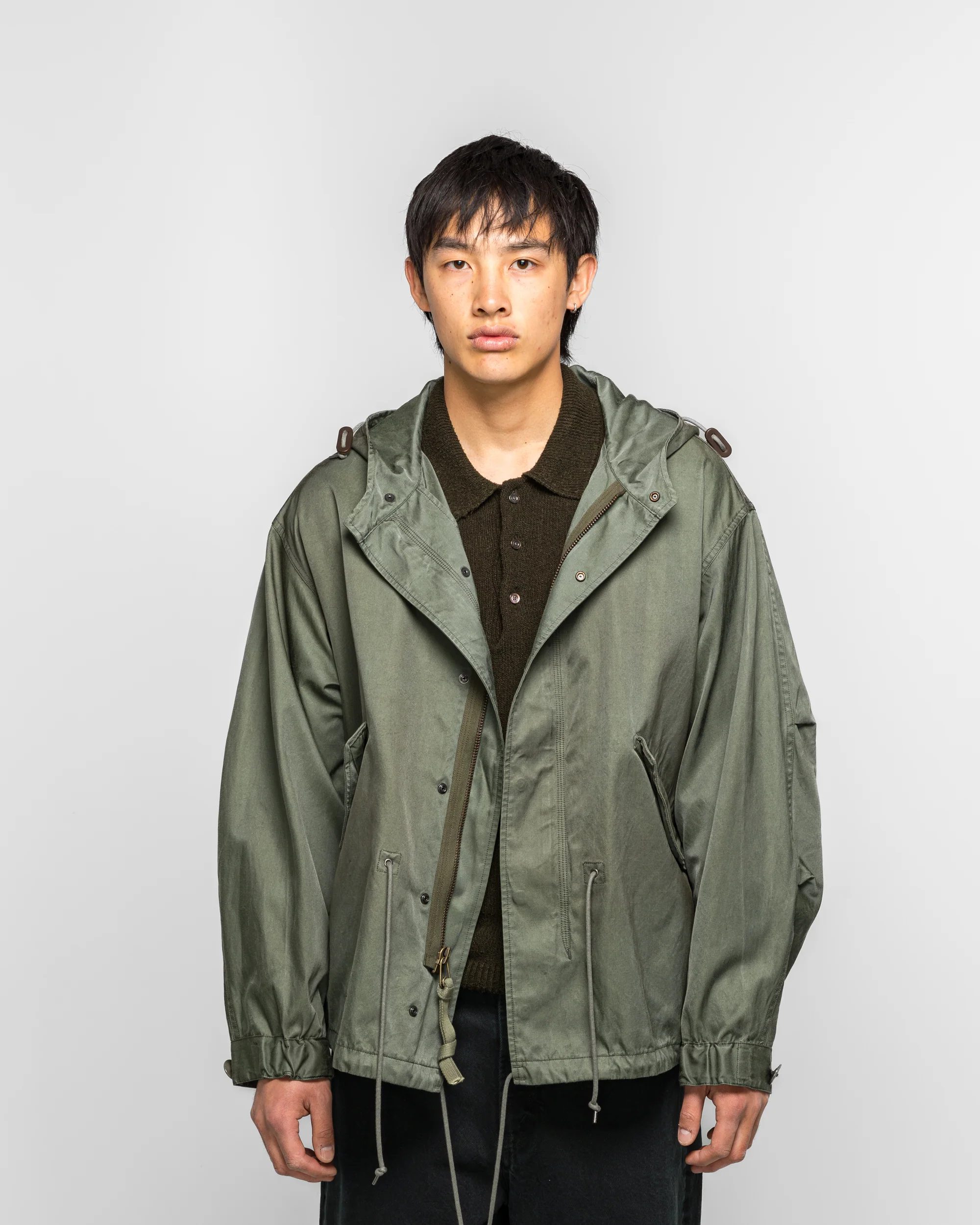 Vintage Silk Hoodie Jacket - Sage - Image 2