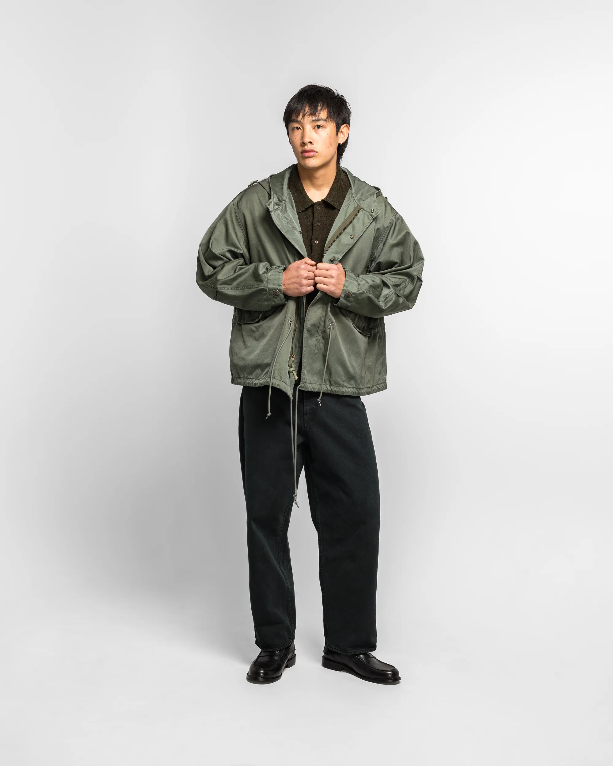 Vintage Silk Hoodie Jacket - Sage - Image 7