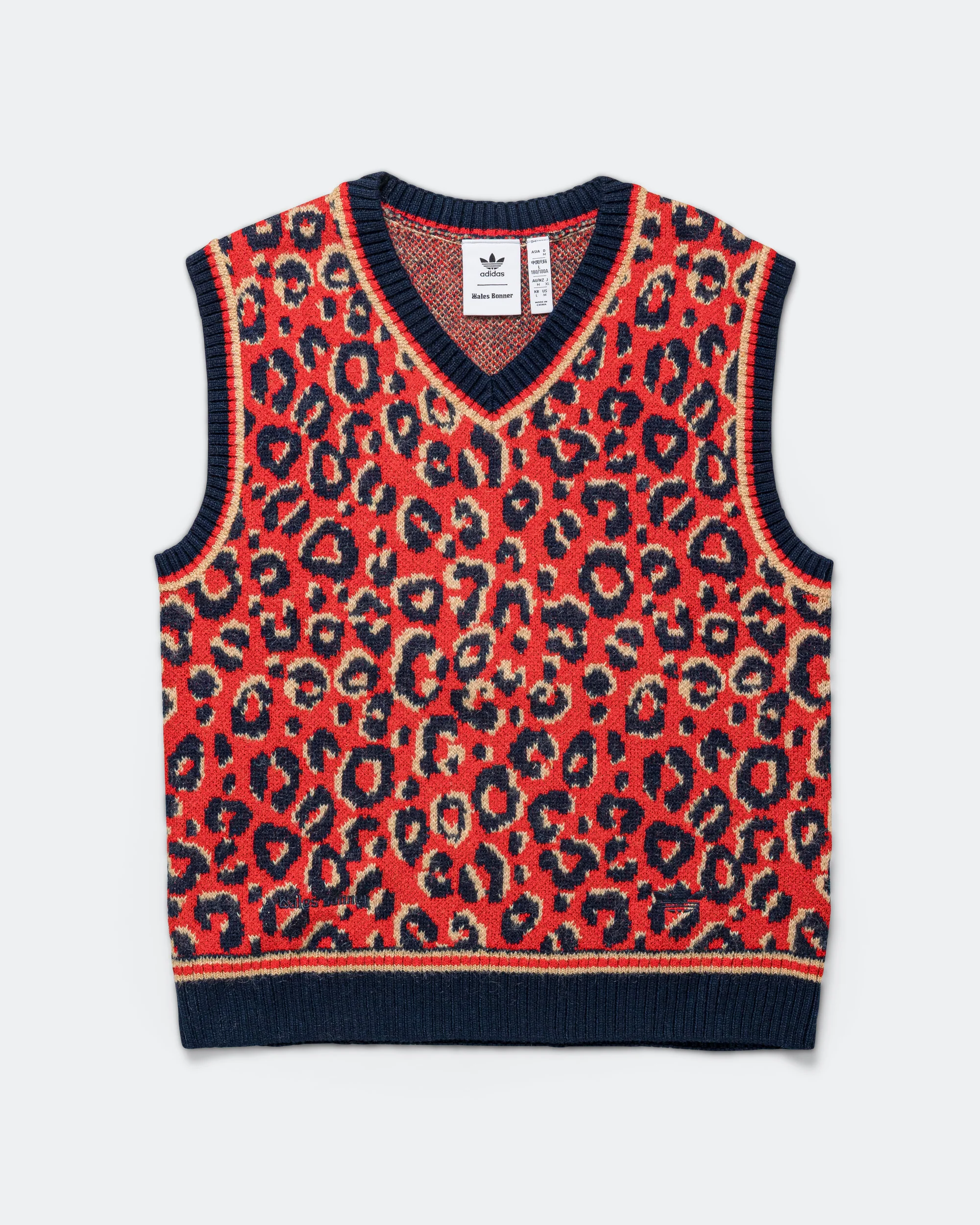 Knit Vest x Wales Bonner - Collegiate Navy/Magic Beige-Better Scarlet