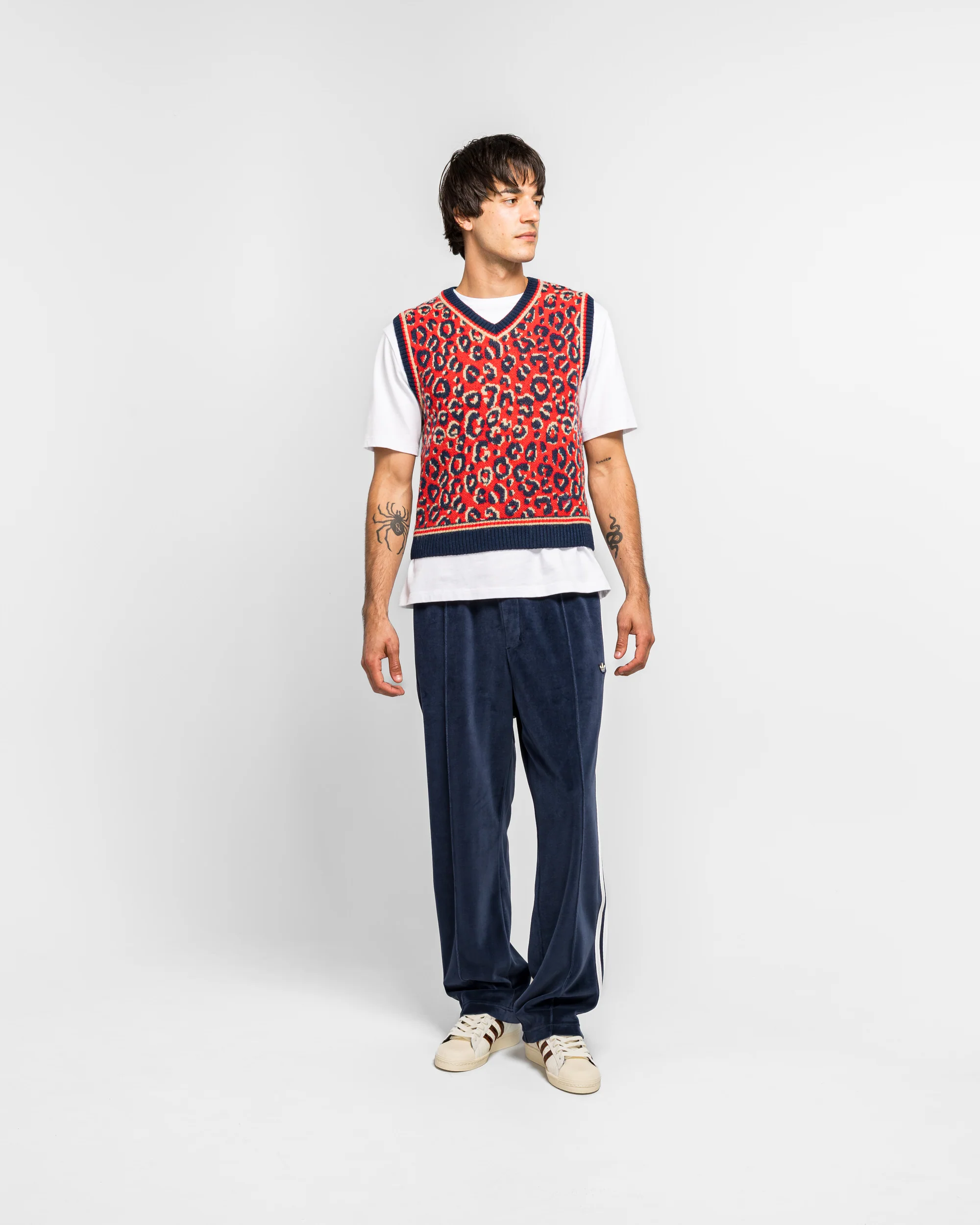Knit Vest x Wales Bonner - Collegiate Navy/Magic Beige-Better Scarlet - Image 5