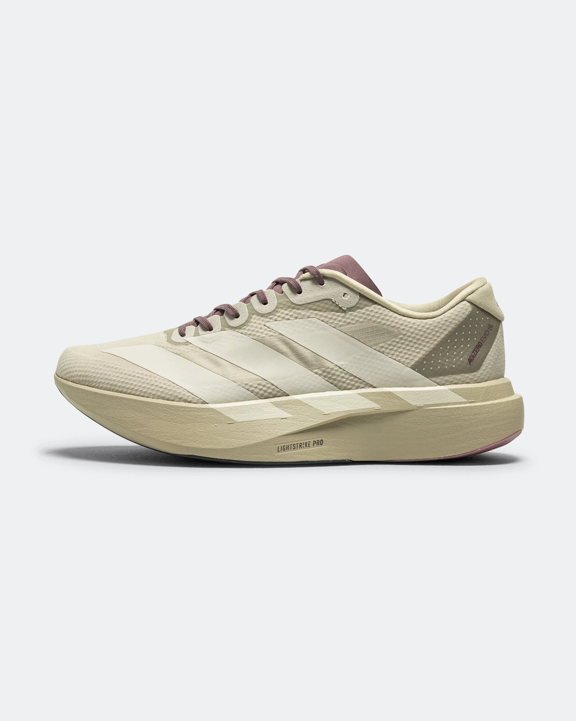 Womens Adizero Evo SL Woven x Hermanos Koumori - Putty Grey/Alumina-Shadow Fig