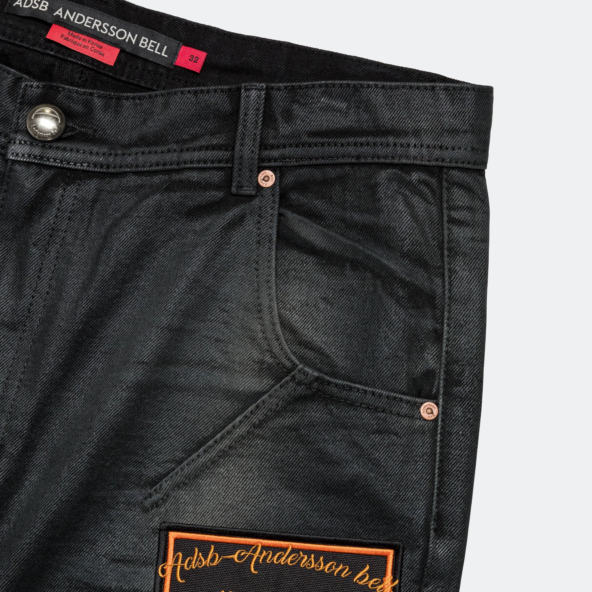 ADSB Patch Spray Washed Wide Leg Jeans - Black - Image 5