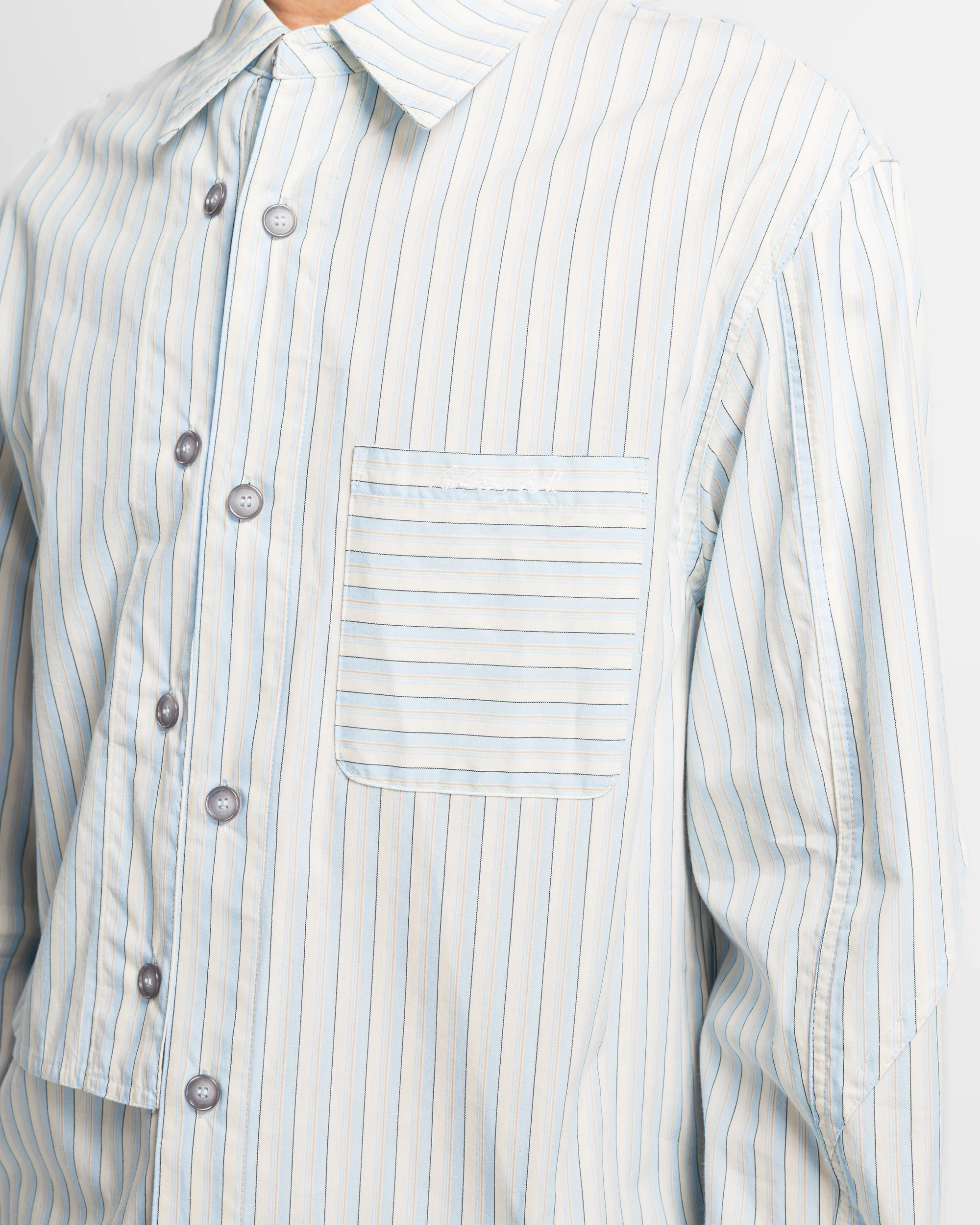 Stripe Layered Shirt - Blue - Image 5