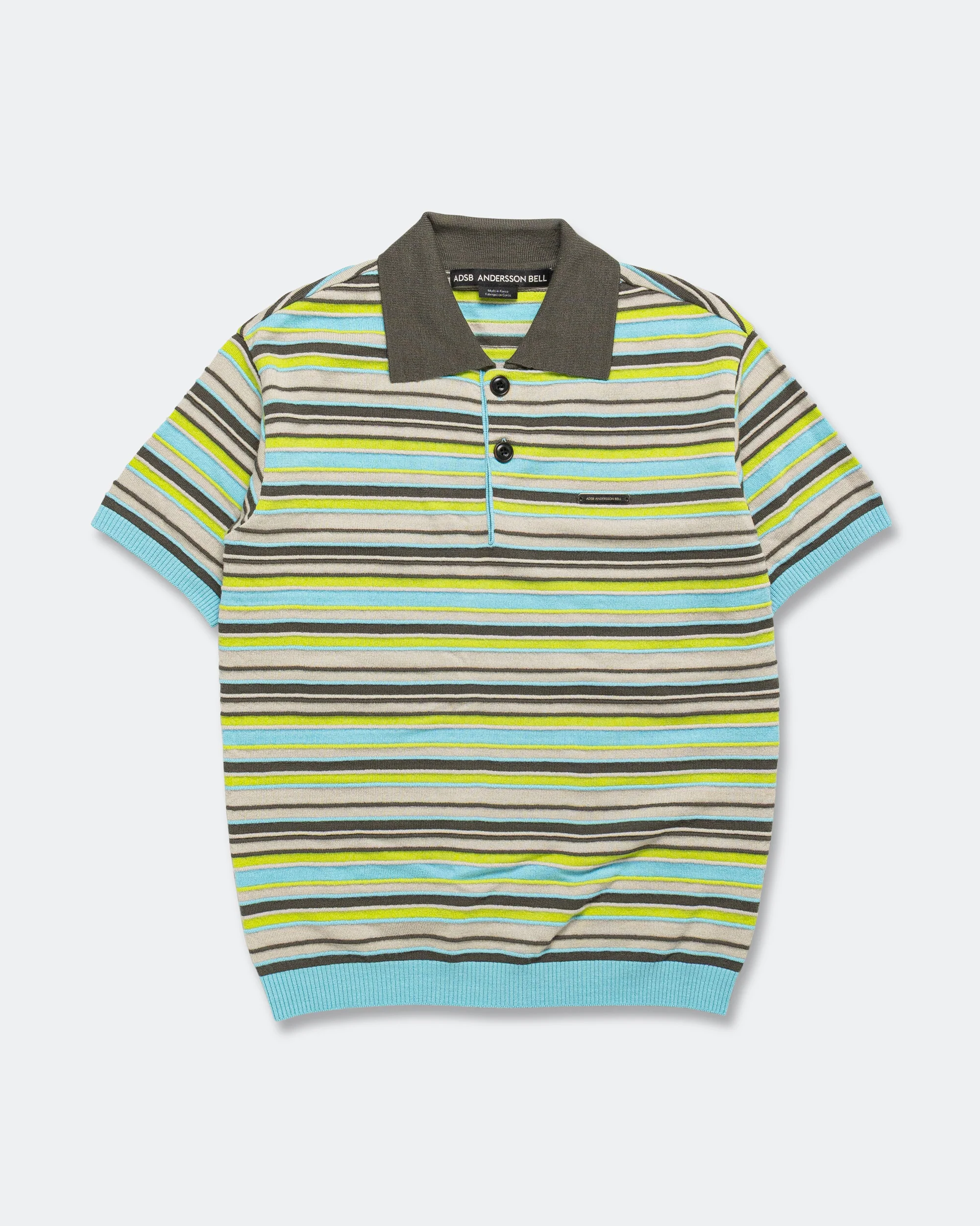Stripe Wool Polo Sweater - Sky Blue