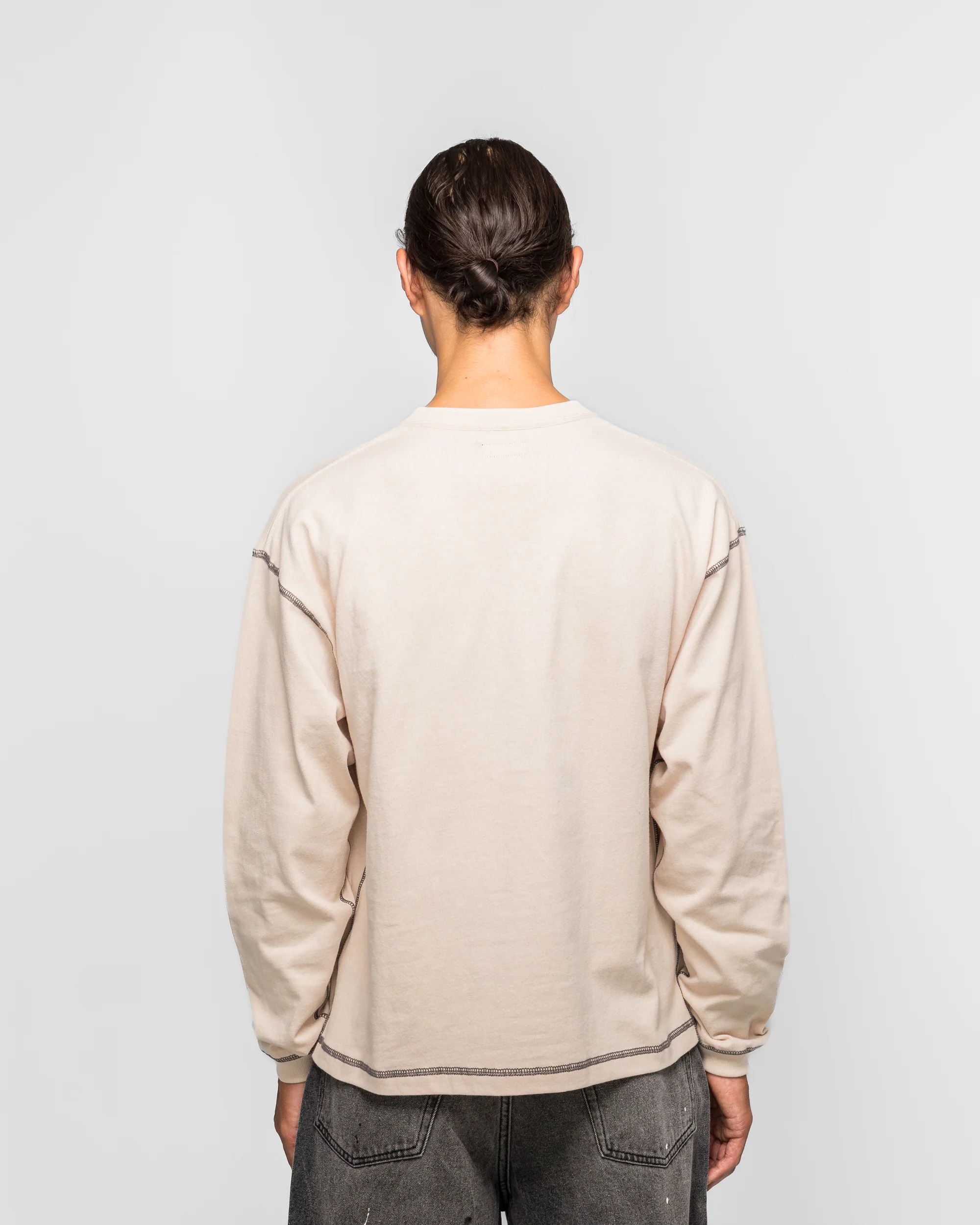Back Stitch Crew Neck - Natural - Image 4