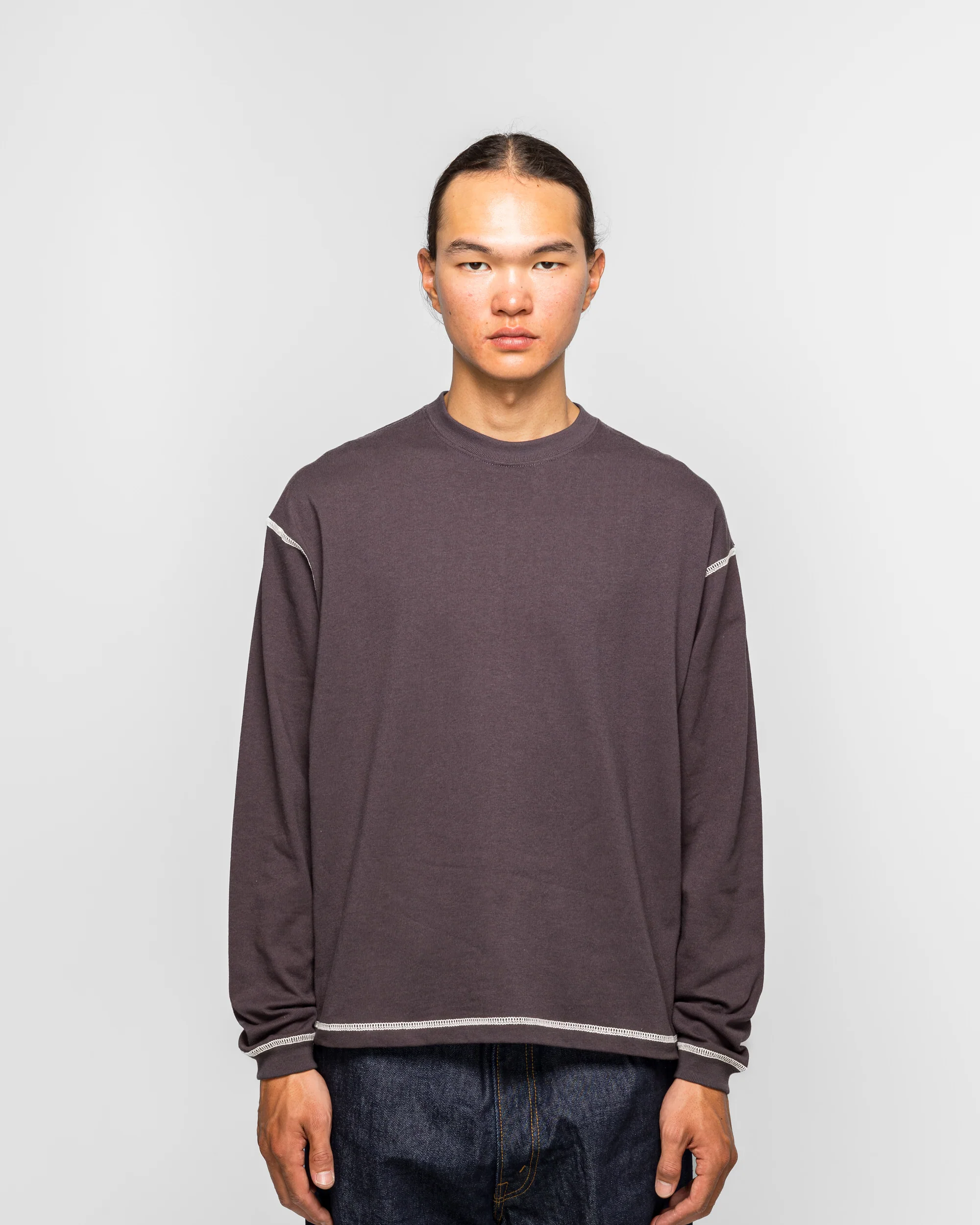 Back Stitch Crew Neck - Soft Black - Image 2