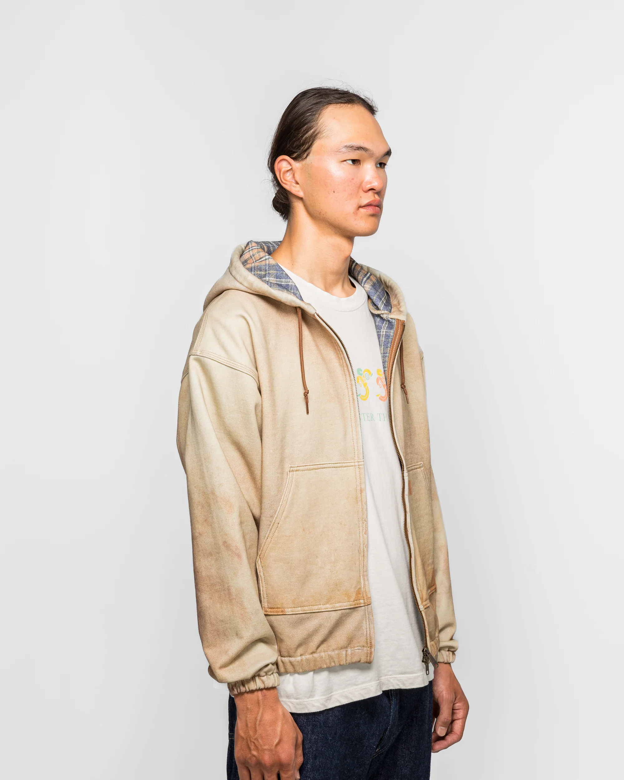 Mock Print Hoodie - Fade Beige - Image 3