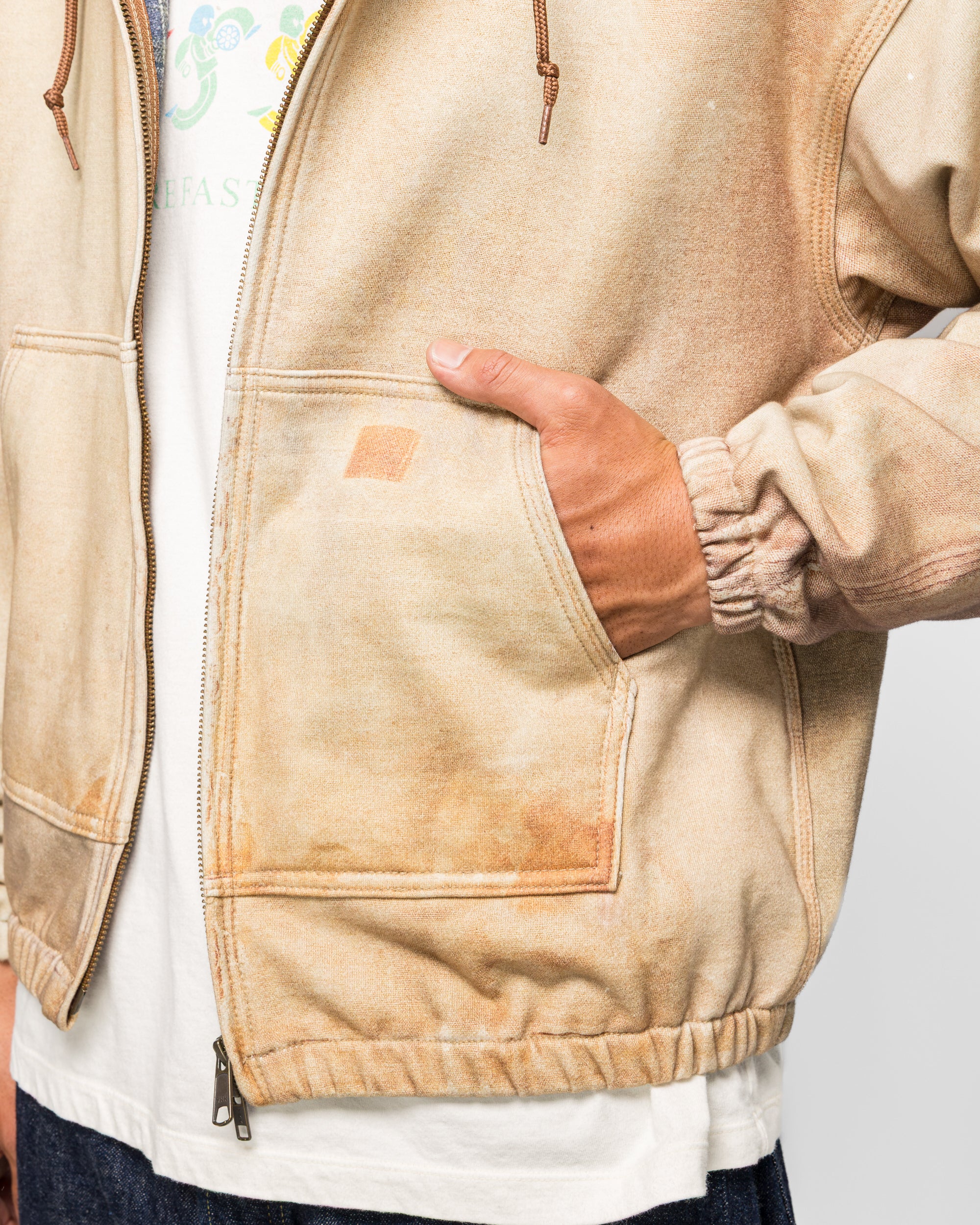 Mock Print Hoodie - Fade Beige - Image 5