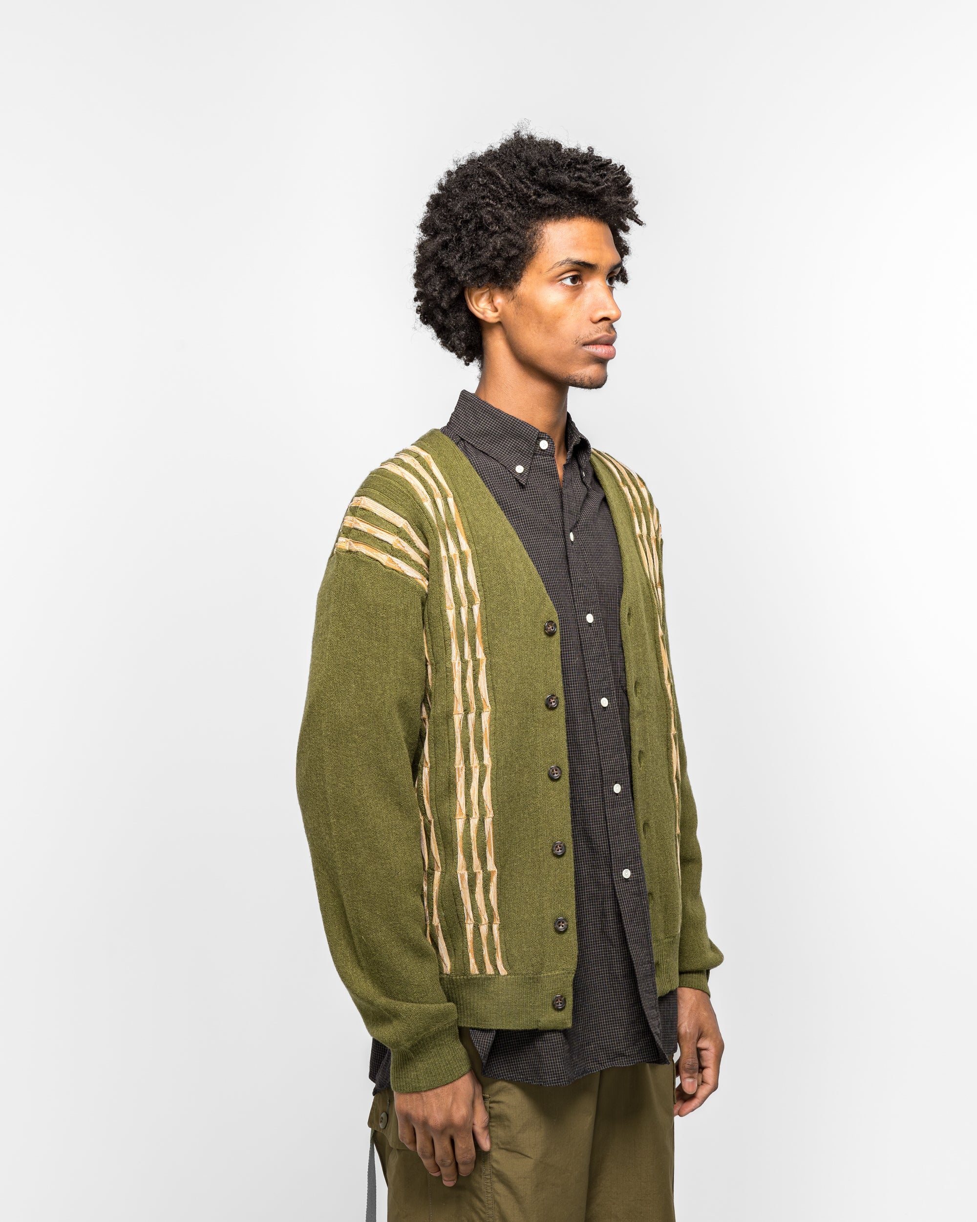 Cardigan Born Stripe 14G - Olive - Image 3