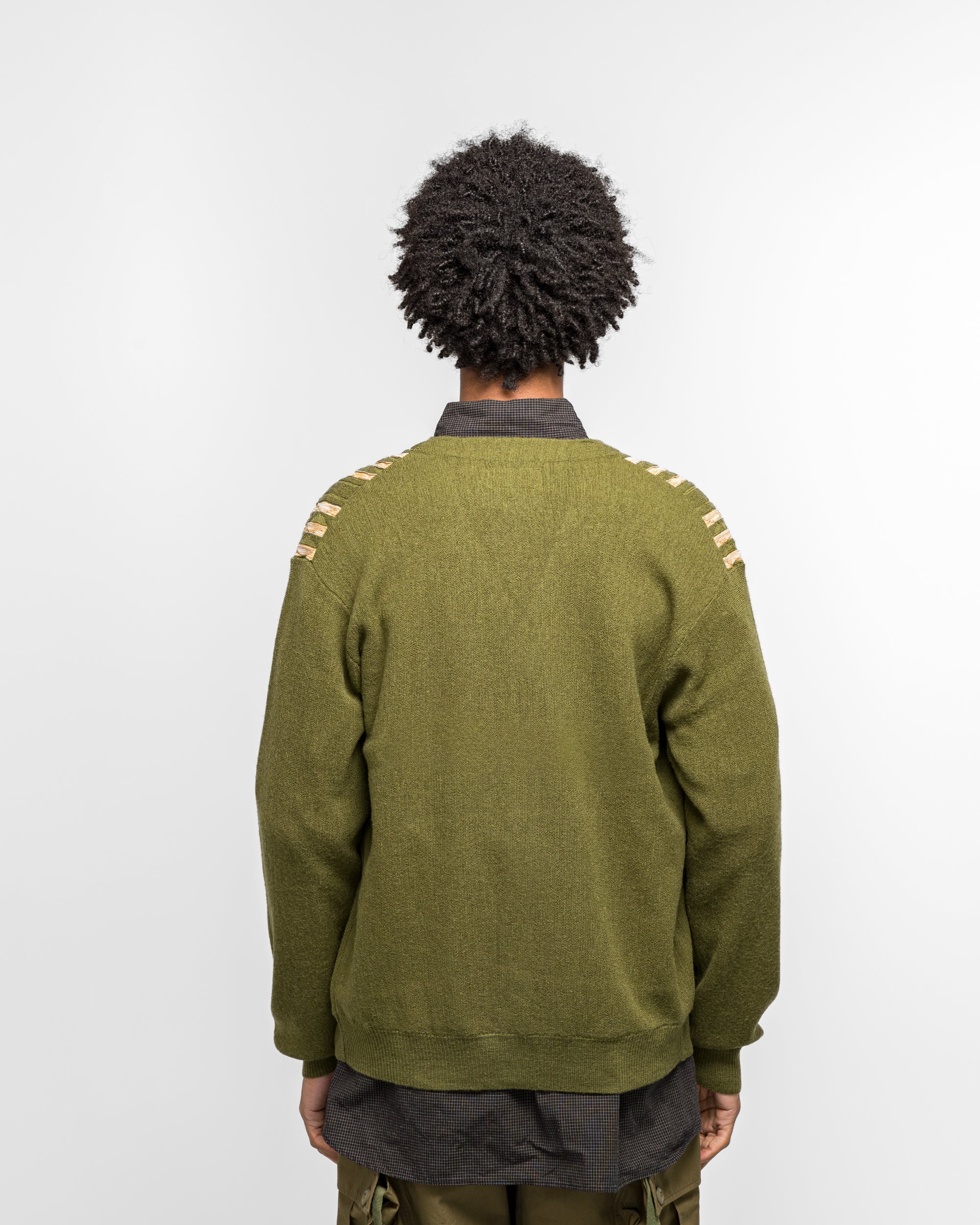 Cardigan Born Stripe 14G - Olive - Image 4