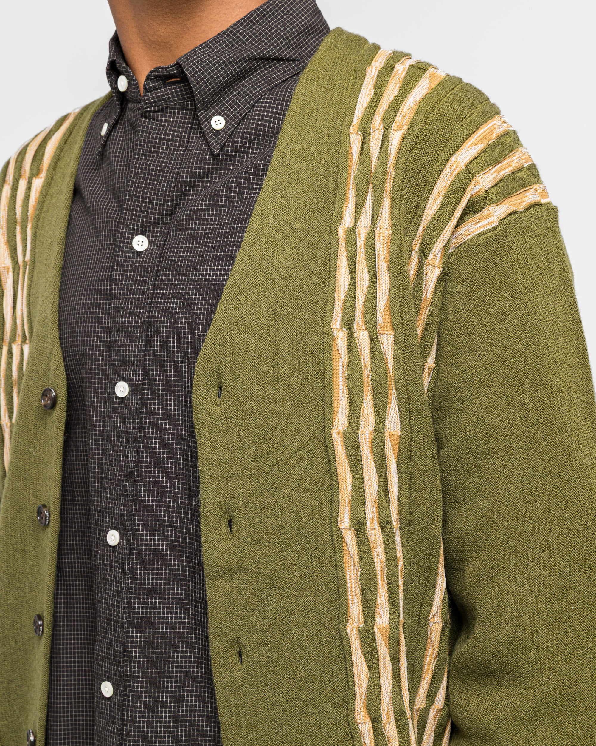 Cardigan Born Stripe 14G - Olive - Image 5