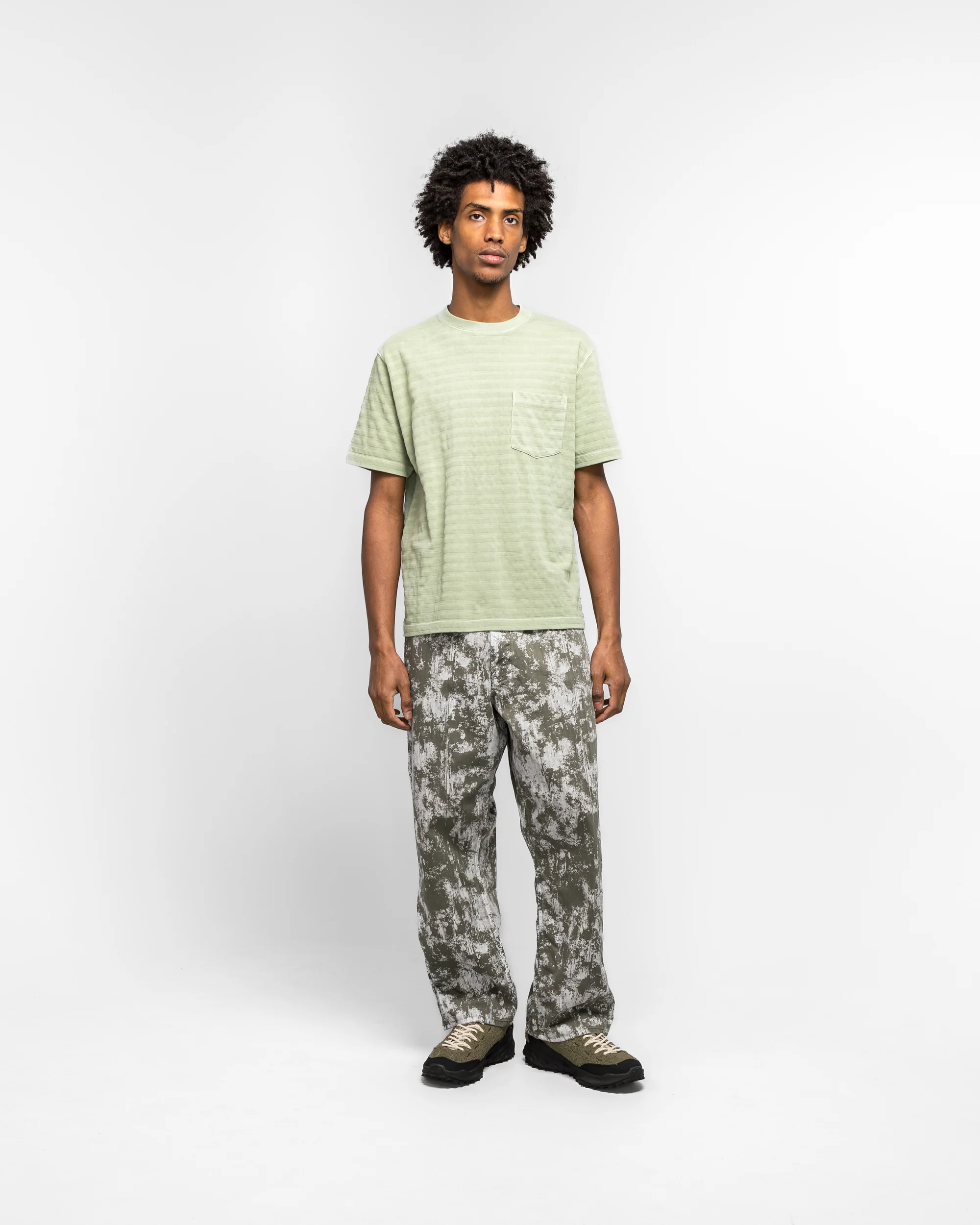 P-Man Pants Supima Herringbone On Paint Print - Olive - Image 6