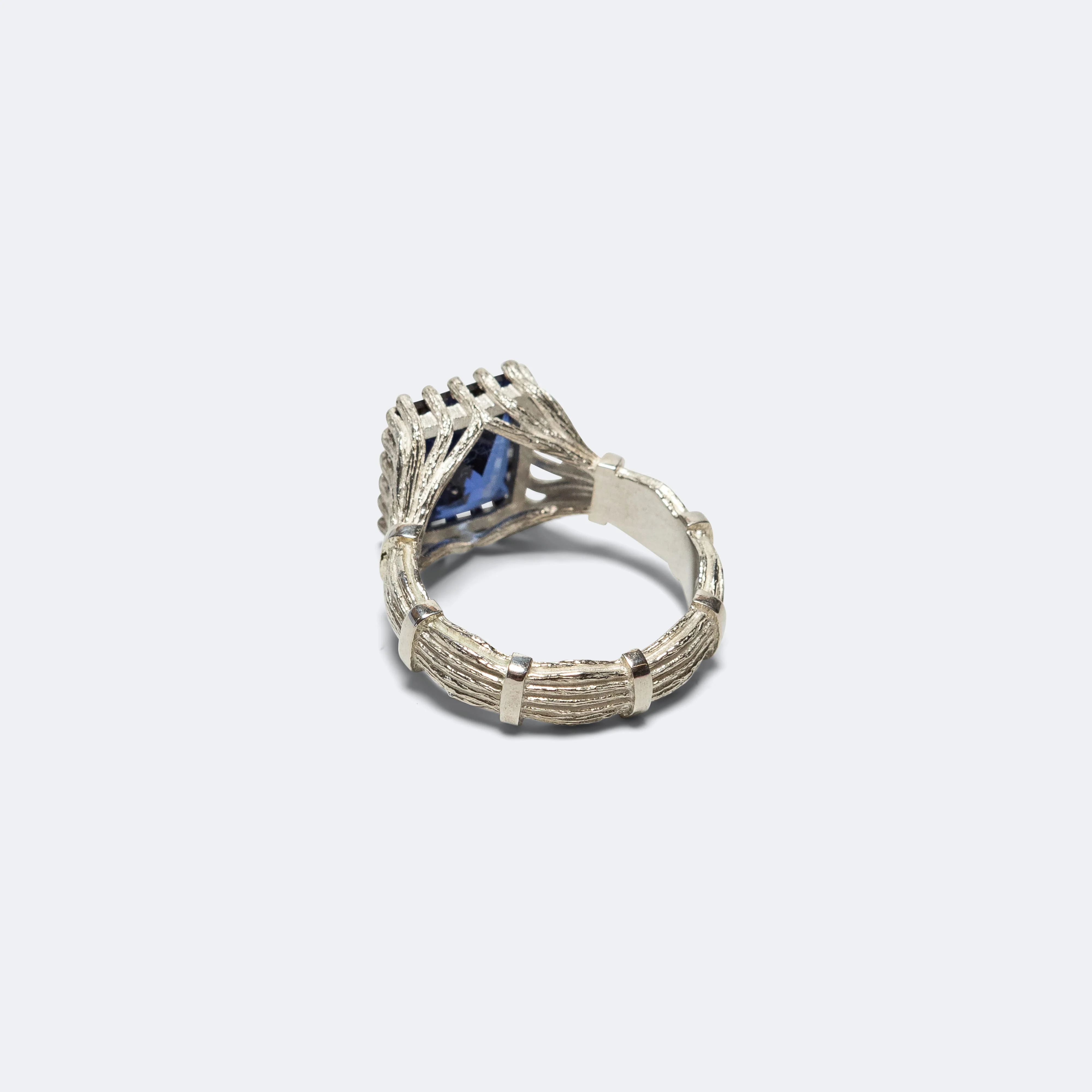 Baguette Cut Bound Willow Ring - 925 Silver/Blue Sapphire - Image 3