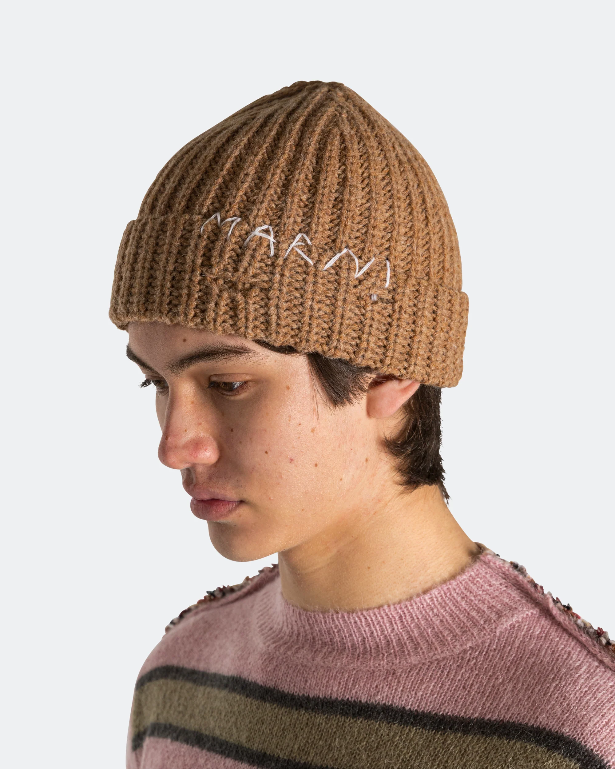 Broken Fisherman Wool Beanie - Hazelnut - Image 3