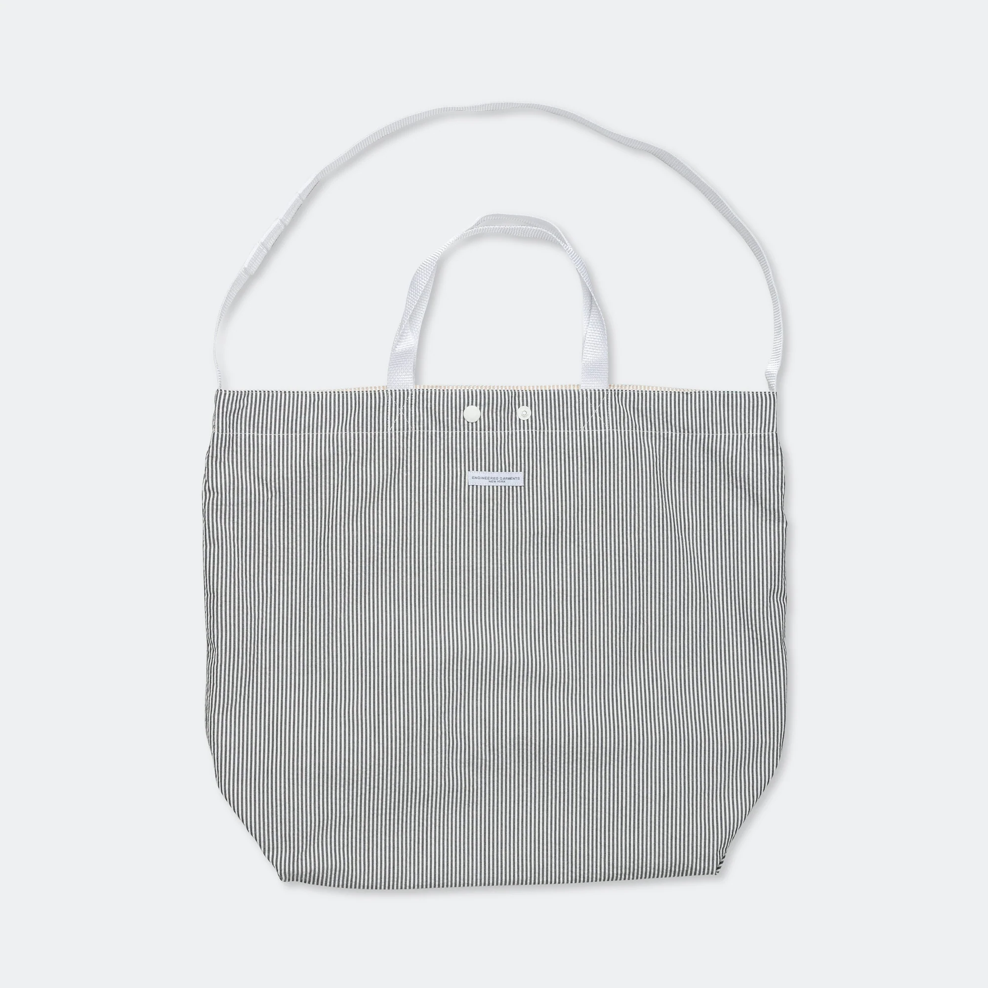 Carry All Tote Reversible - Navy Cotton Seersucker Stripe