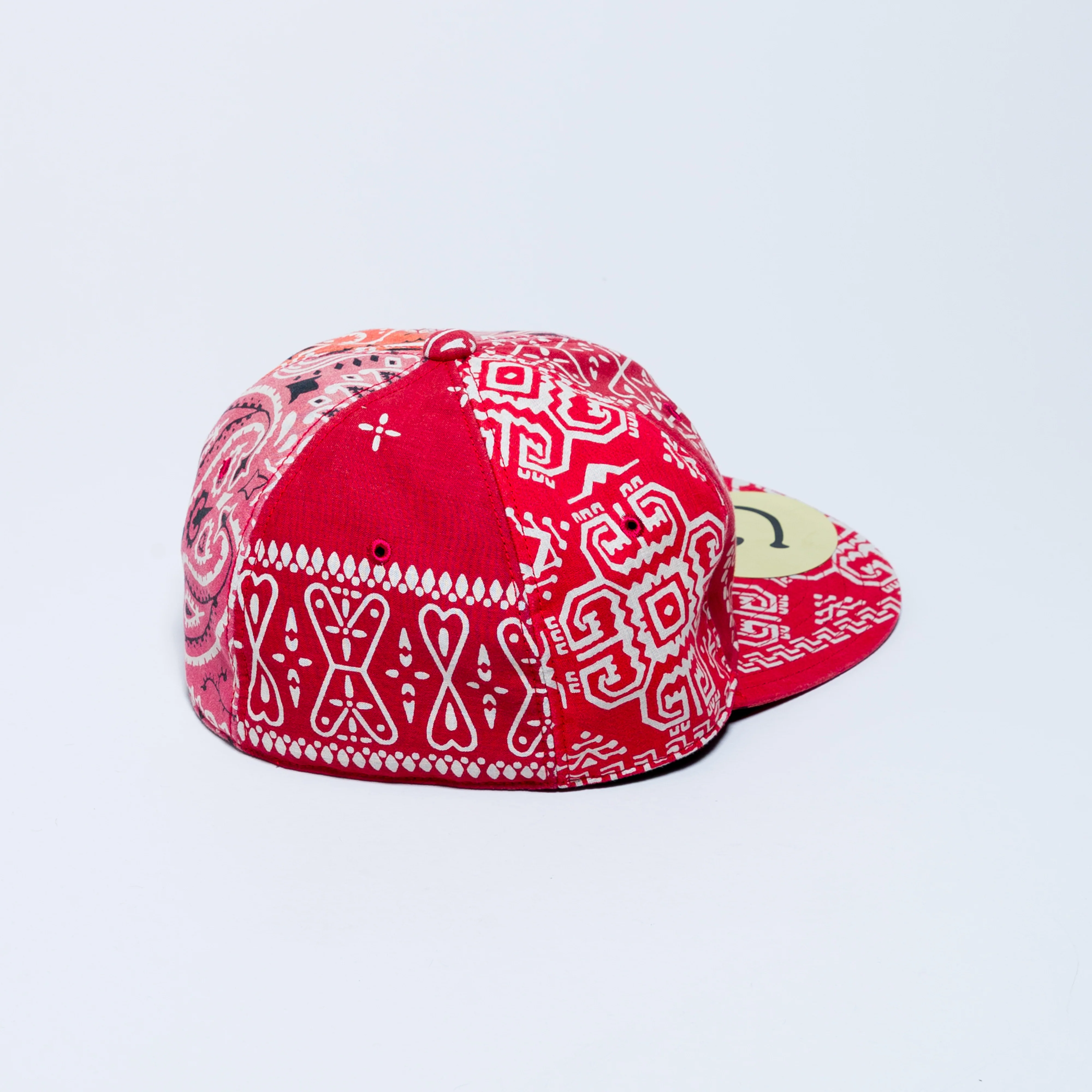 Cotton Bandana Patchwork Baseball Cap - Red - Image 3