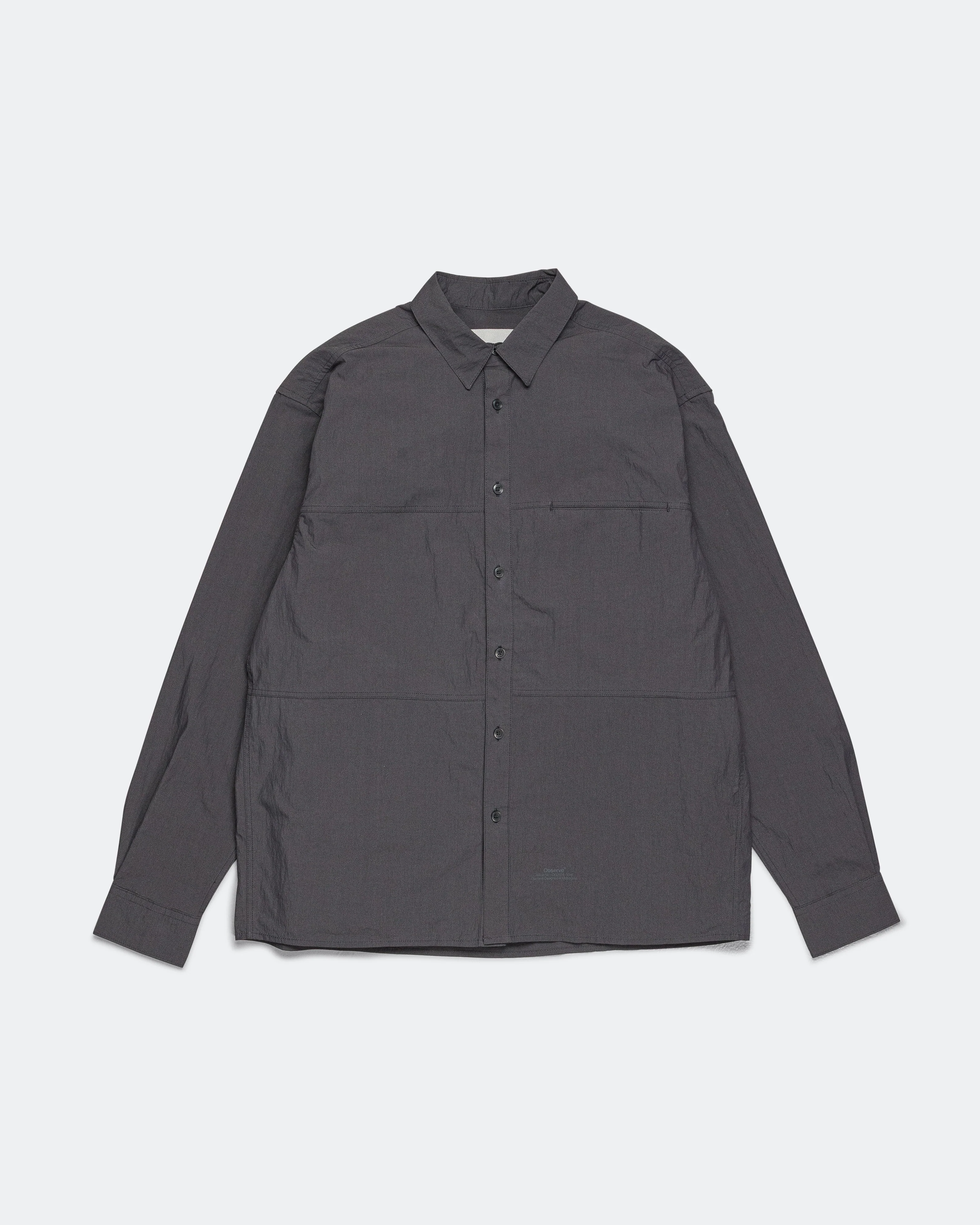 Crinkle Cotton Panel Shirt - Charcoal
