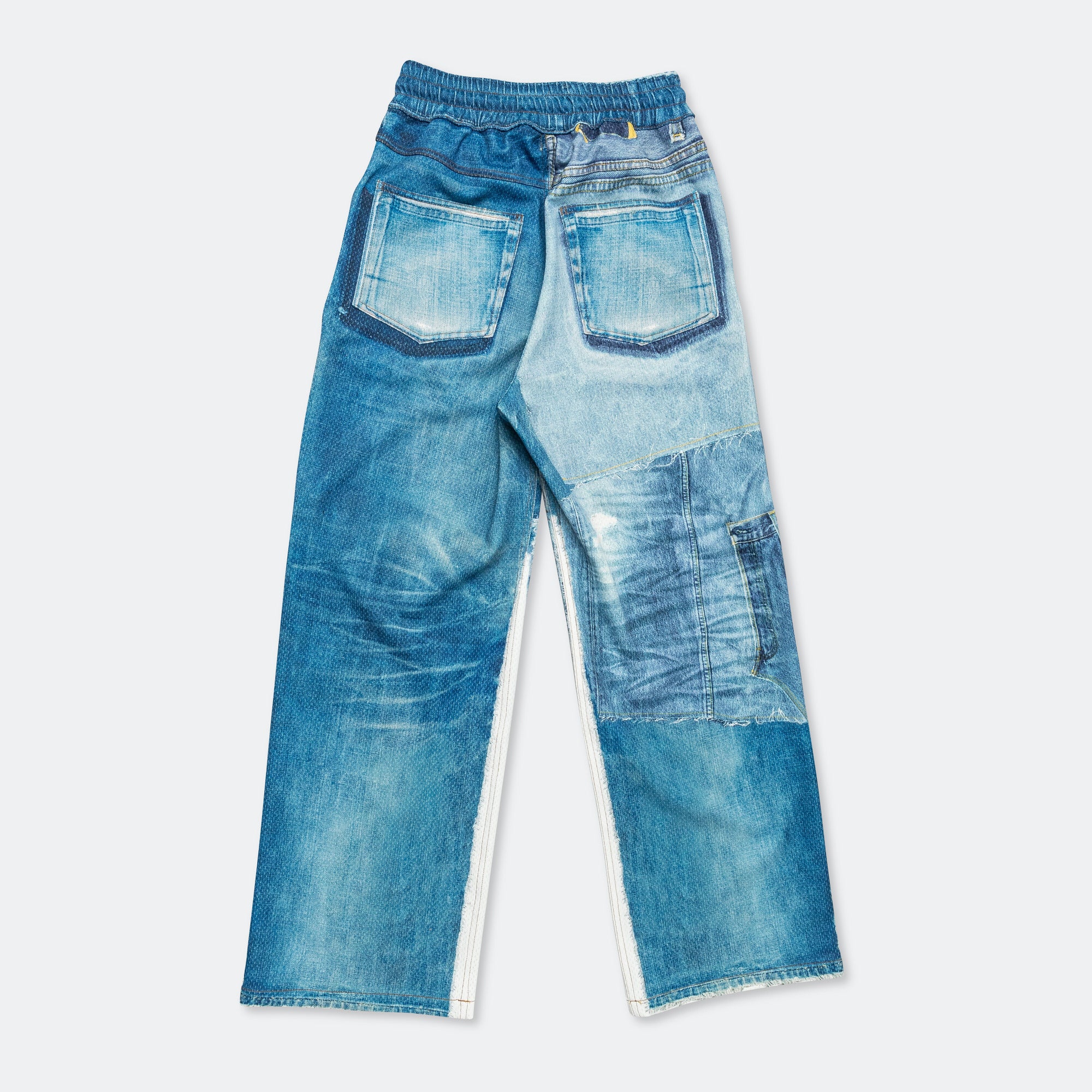 Denim Trompe L'oeil Mesh Pants - Blue - Image 2