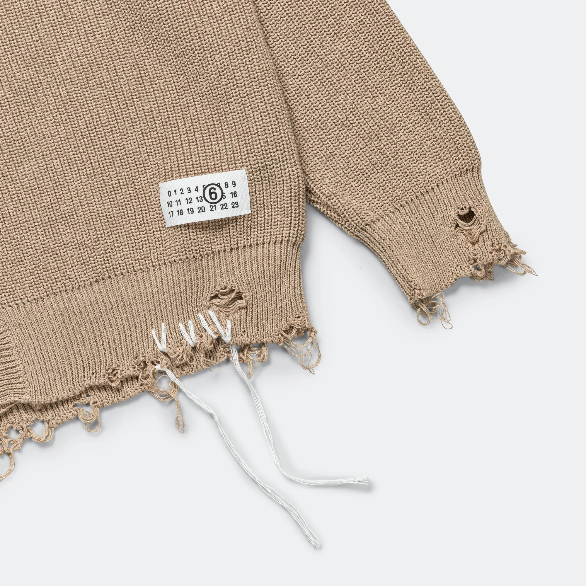 Distressed Button-Up Cardigan - Beige - Image 8