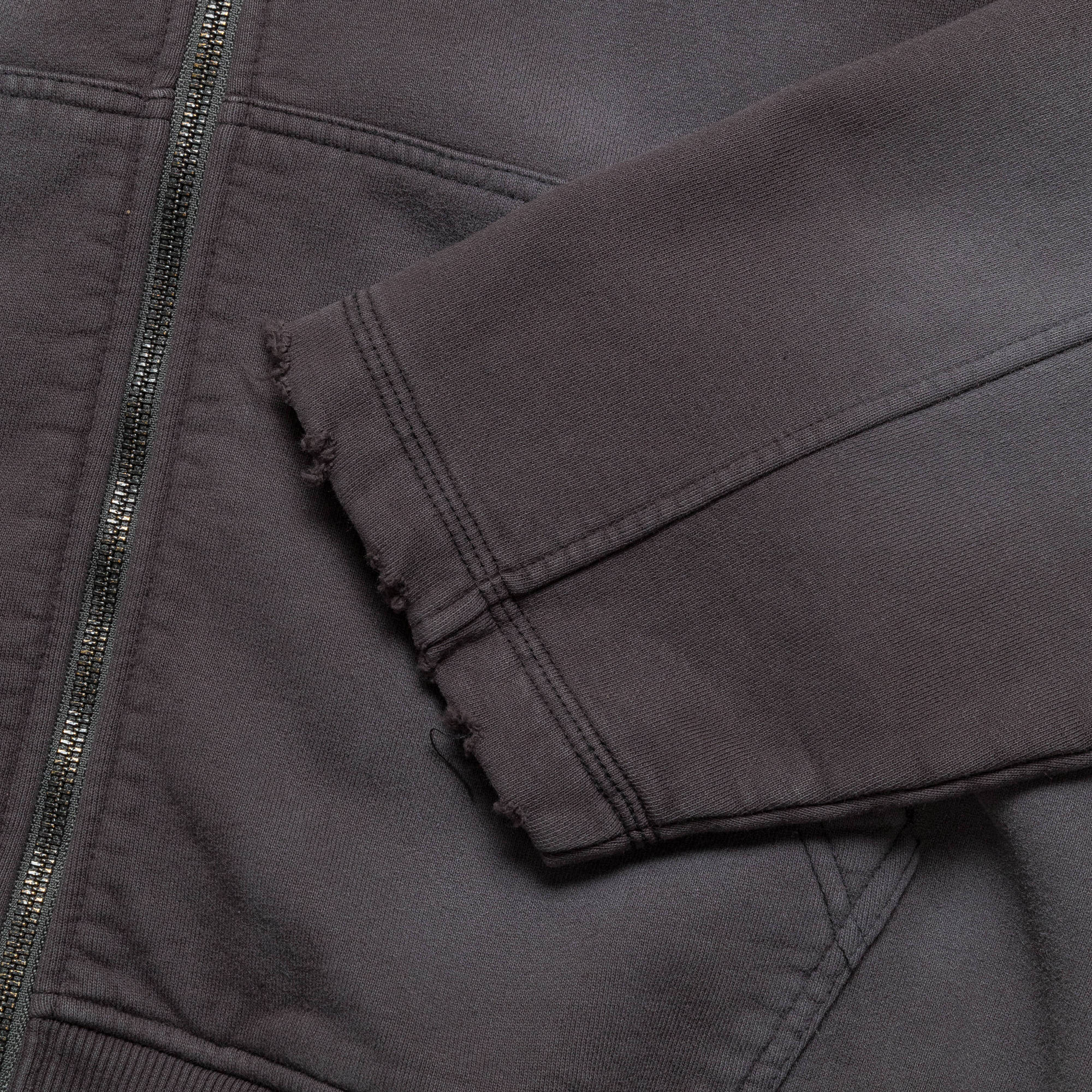 Distressed Zip Hood - Washed Black - Image 3