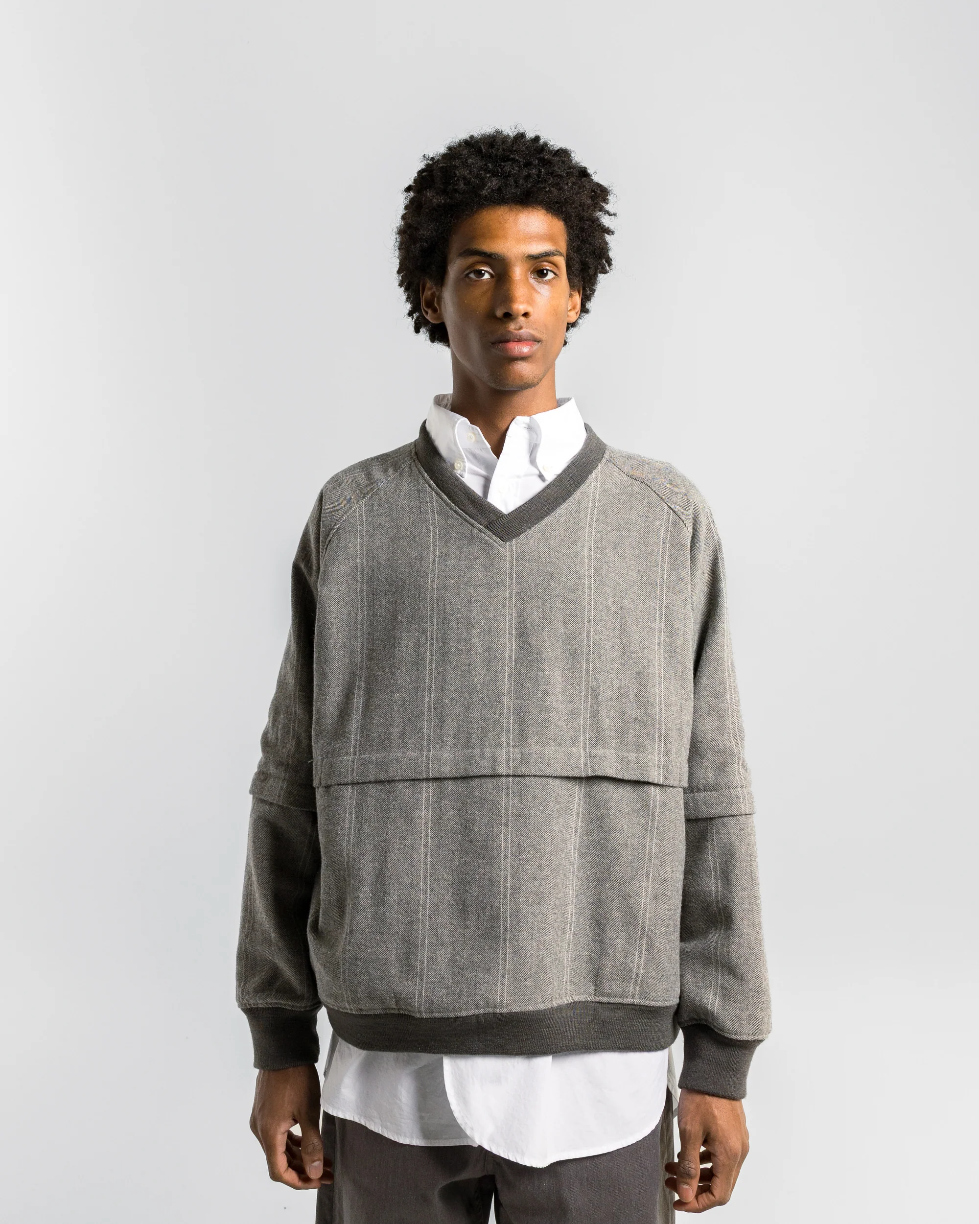 Wind Pull - Light Grey Wool Stribed HB - Image 2