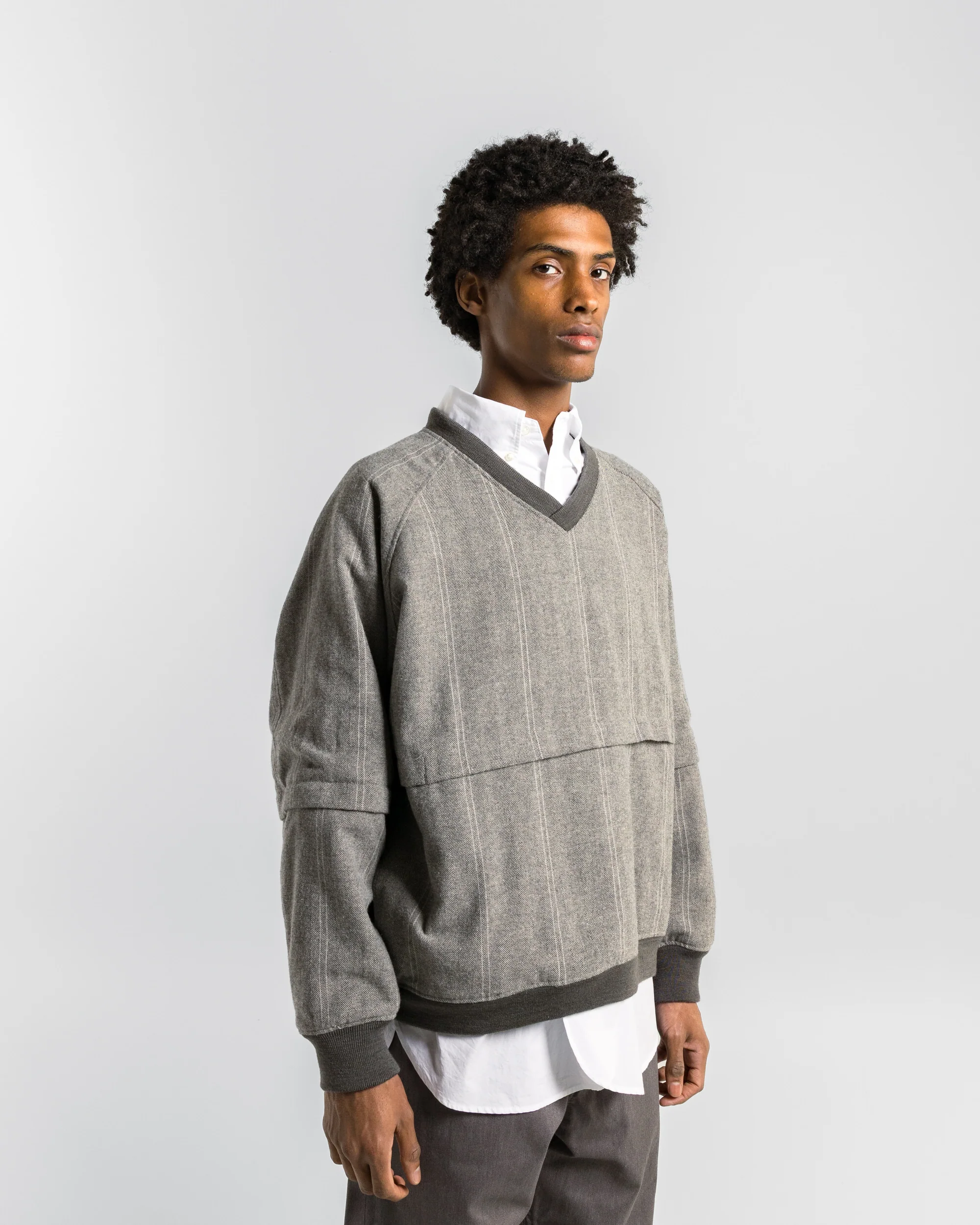 Wind Pull - Light Grey Wool Stribed HB - Image 3
