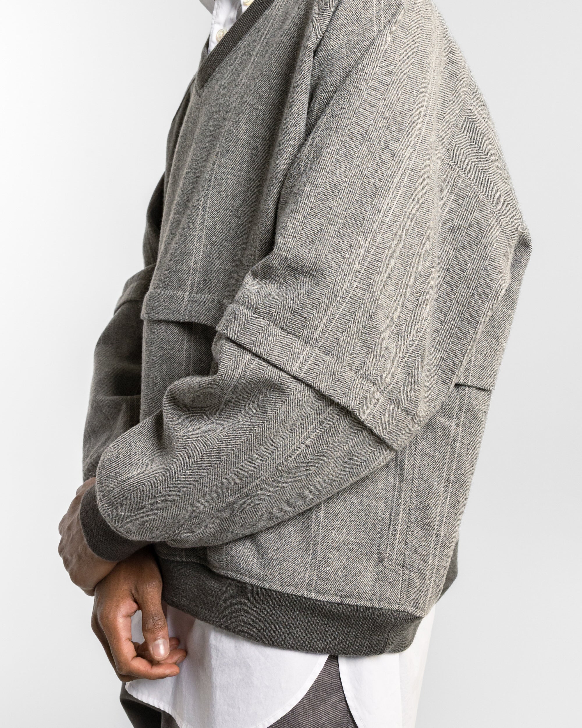 Wind Pull - Light Grey Wool Stribed HB - Image 5