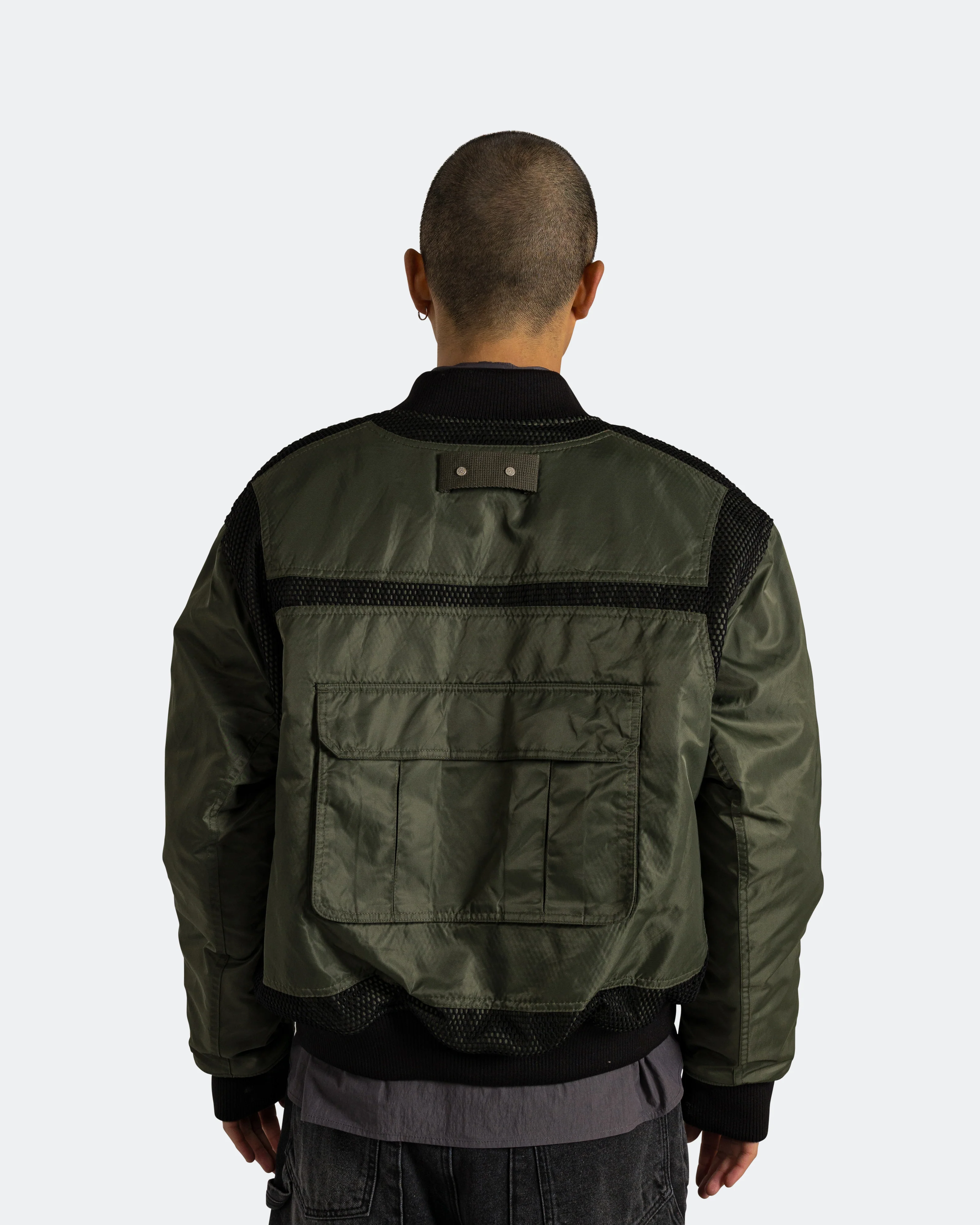 Flight Layered Washed Bomber Jacket - Khaki Green - Image 4