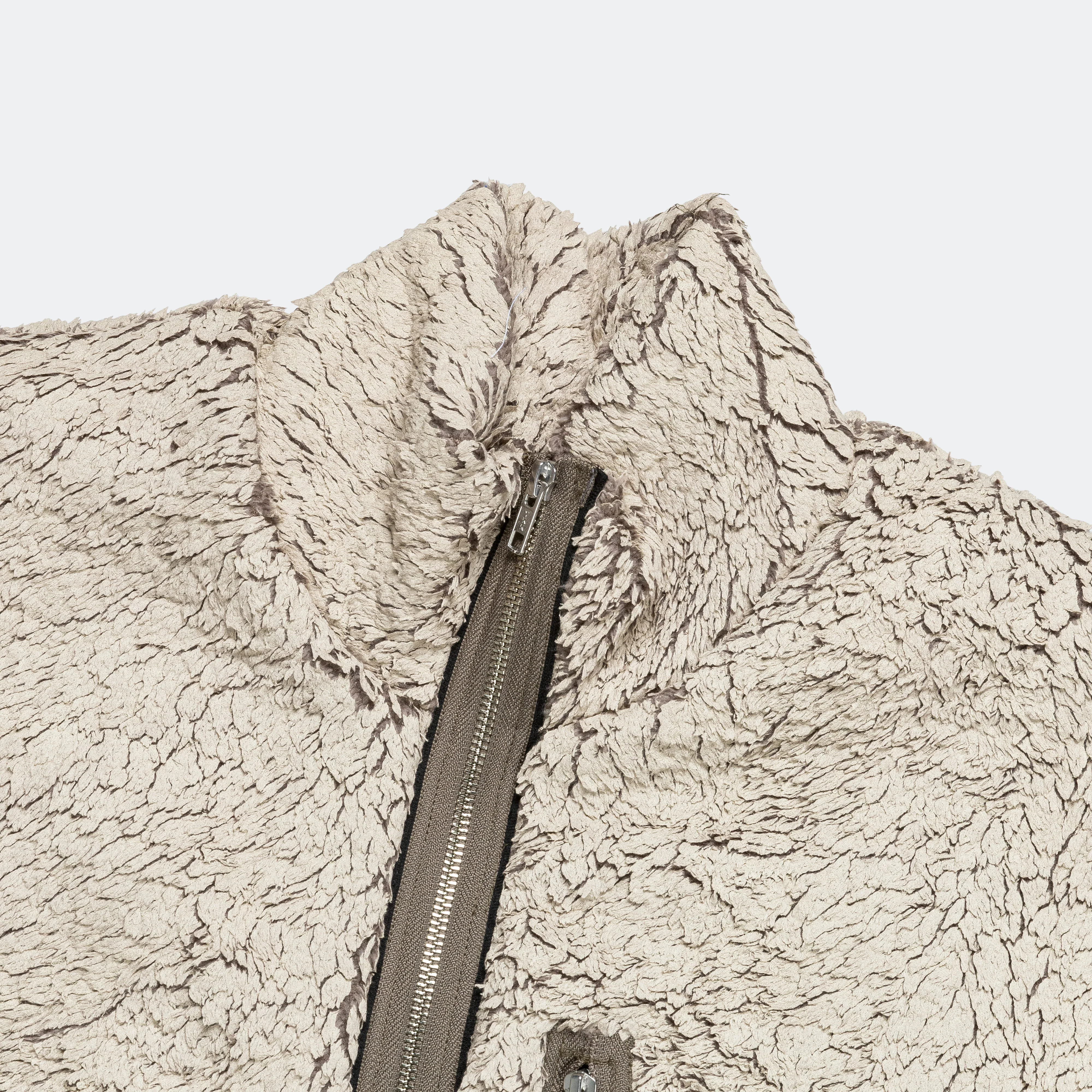 Funnel Track Jacket - Off White Painted Sherpa - Image 2